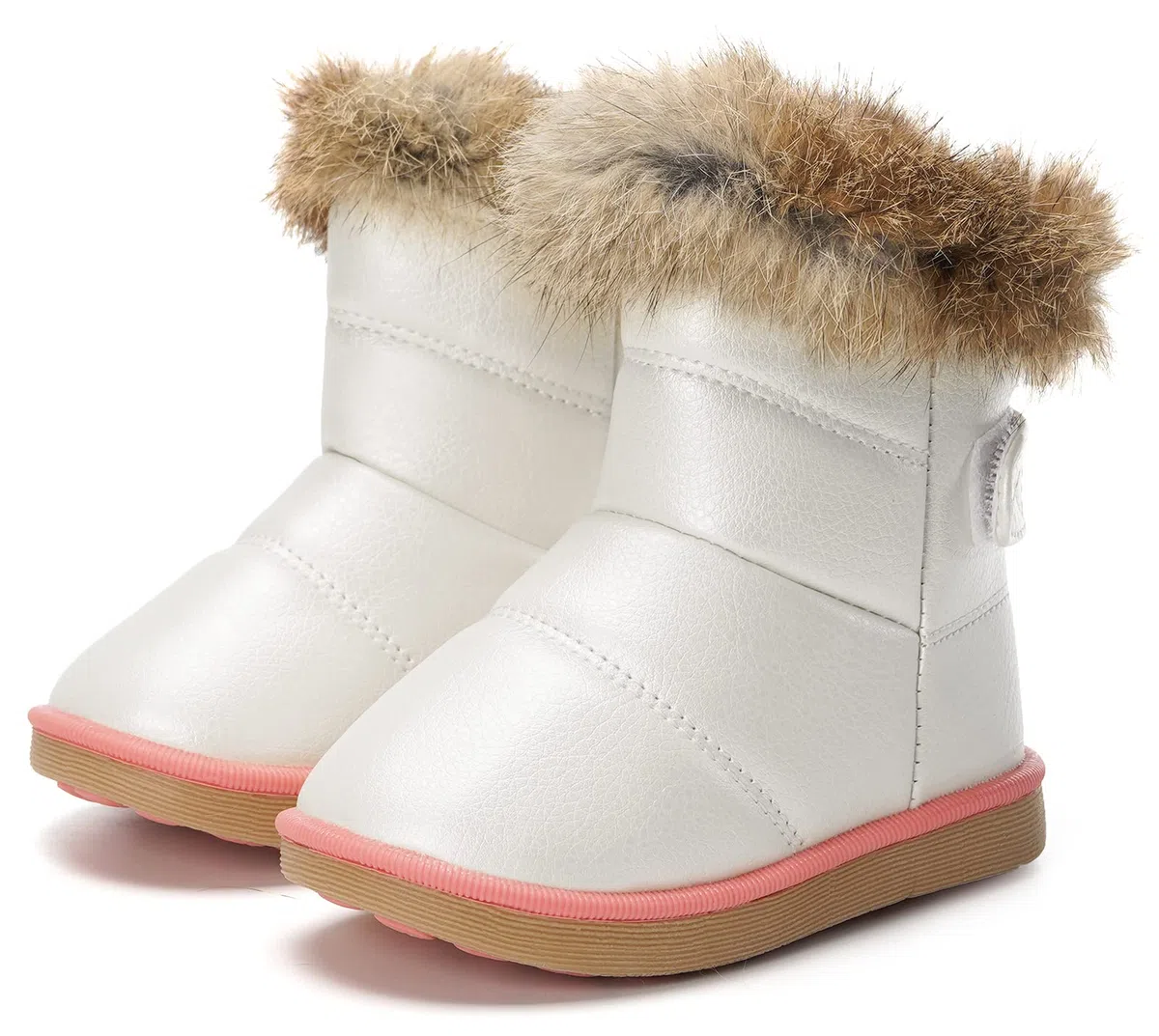 KVbabby Bambine e Ragazze Carino Stivali da Neve Morbide Fodera calda Stivali Scarpe di Cotone Piatto Pelliccia Stivali,bianco,23 EU = produttore 24