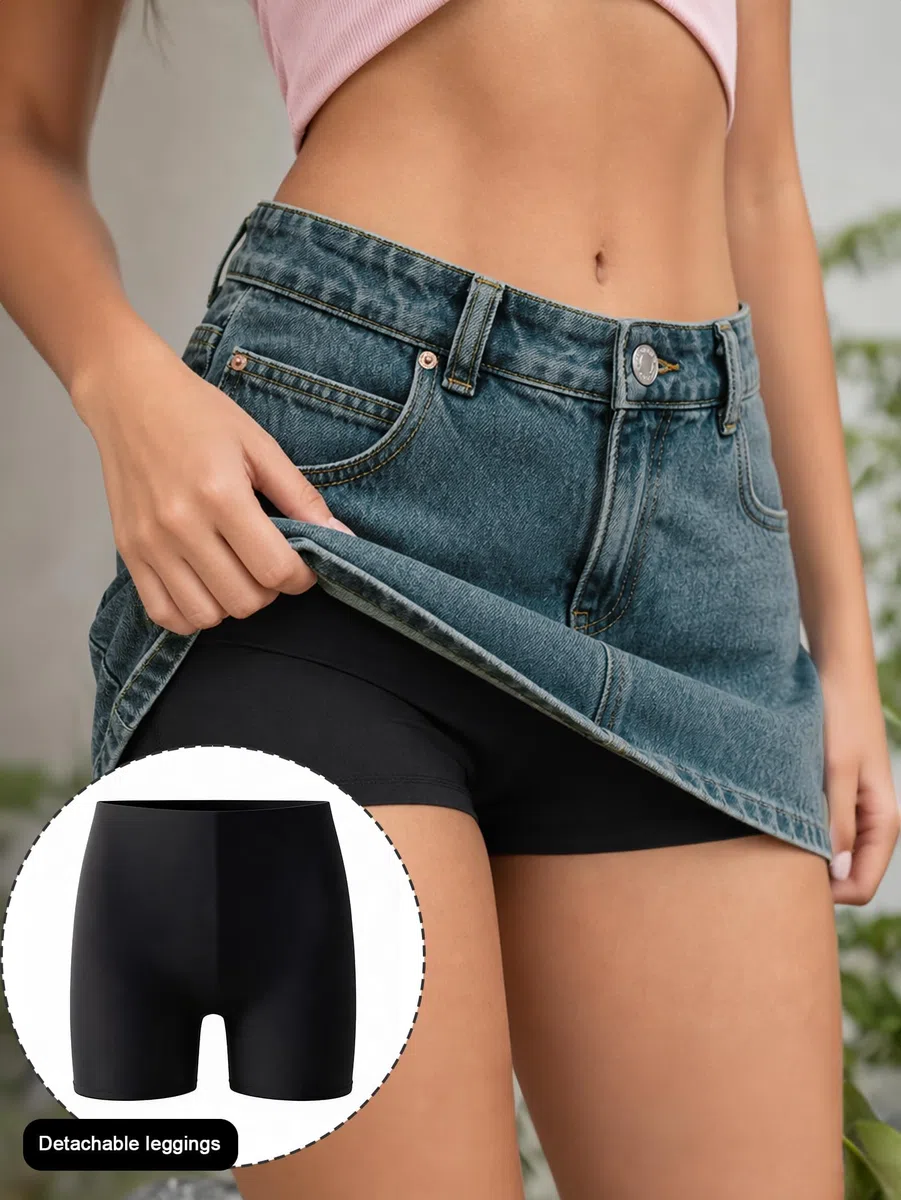 EMMIOL Gonna di Jeans da Donna, Gonna Corta Estiva in Denim a Vita Bassa