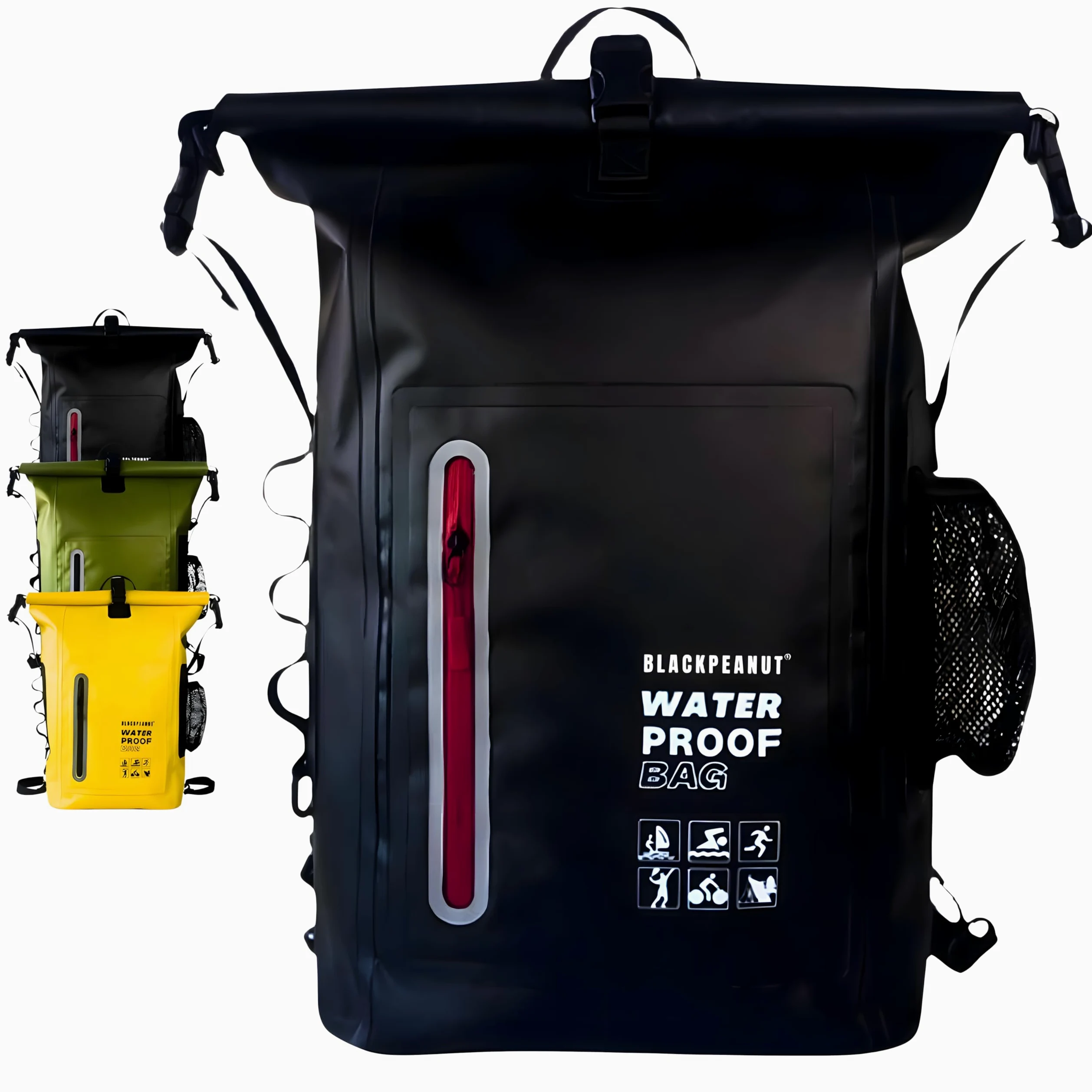 Zaino impermeabile da 25 litri, borsa impermeabile confortevole, borsa impermeabile con tasca esterna per bottiglia d'acqua, ideale per attività acquatiche e all'aperto