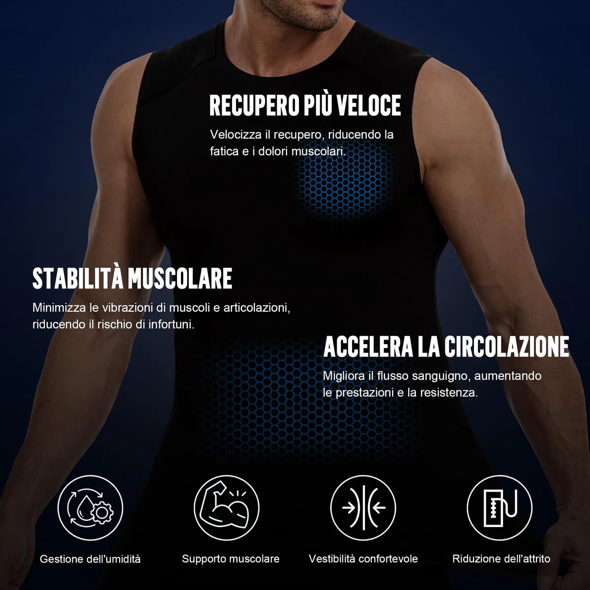 AMZSPORT Confezione da 5 Canotte da Uomo Traspiranti Maglia a Compressione, Maglia Funzionale, Maglia da Corsa, Canotta Senza Maniche per Sport, Palestra, Fitness e Running