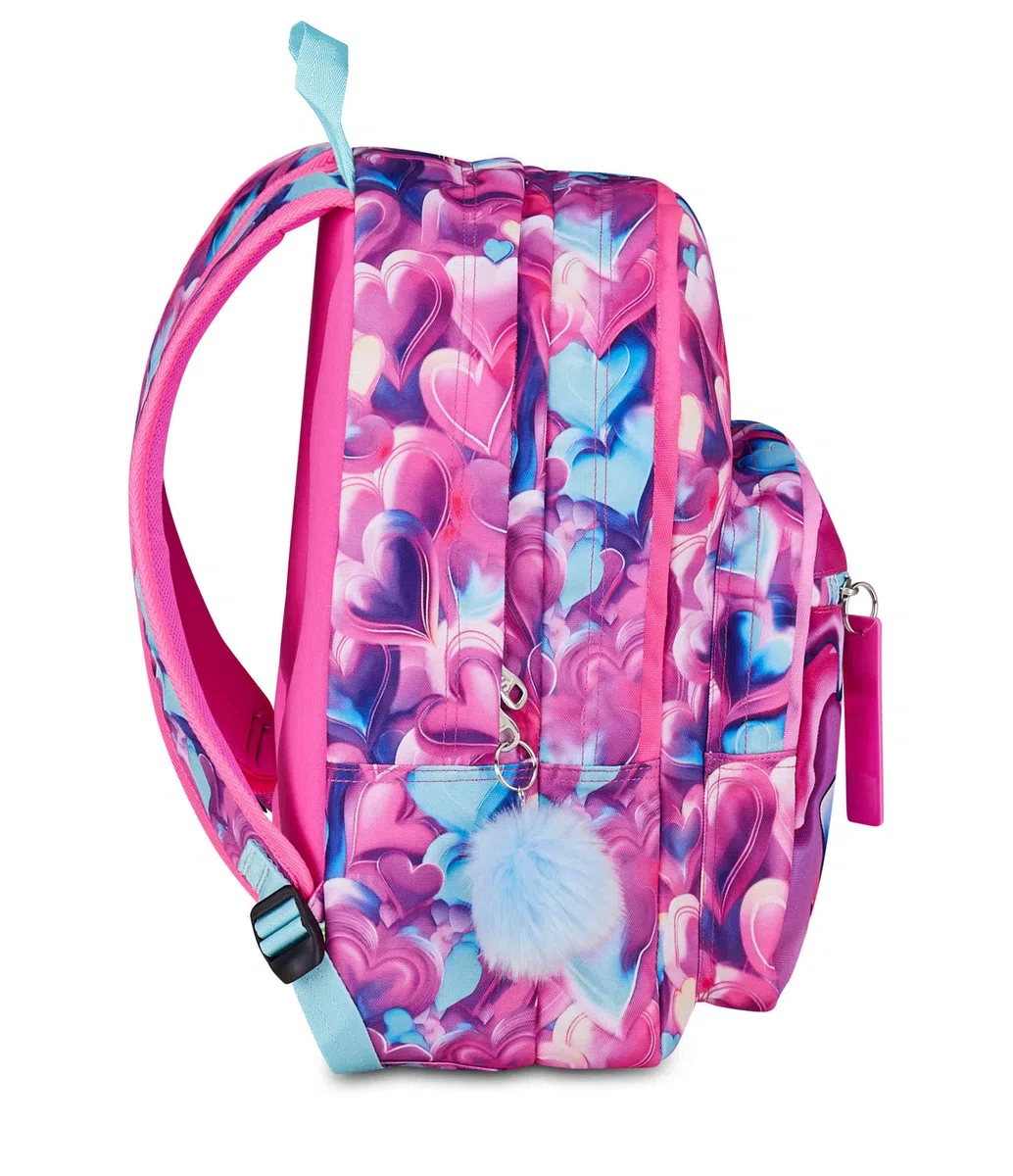 SJ GANG STYLE JAM GANG Zaino Scuola Doppio Scomparto, Sj Ever Pink Beat, Rosa, 31 L, Con Tasca Porta Borraccia e Charm Staccabile, Elementari, Bambina