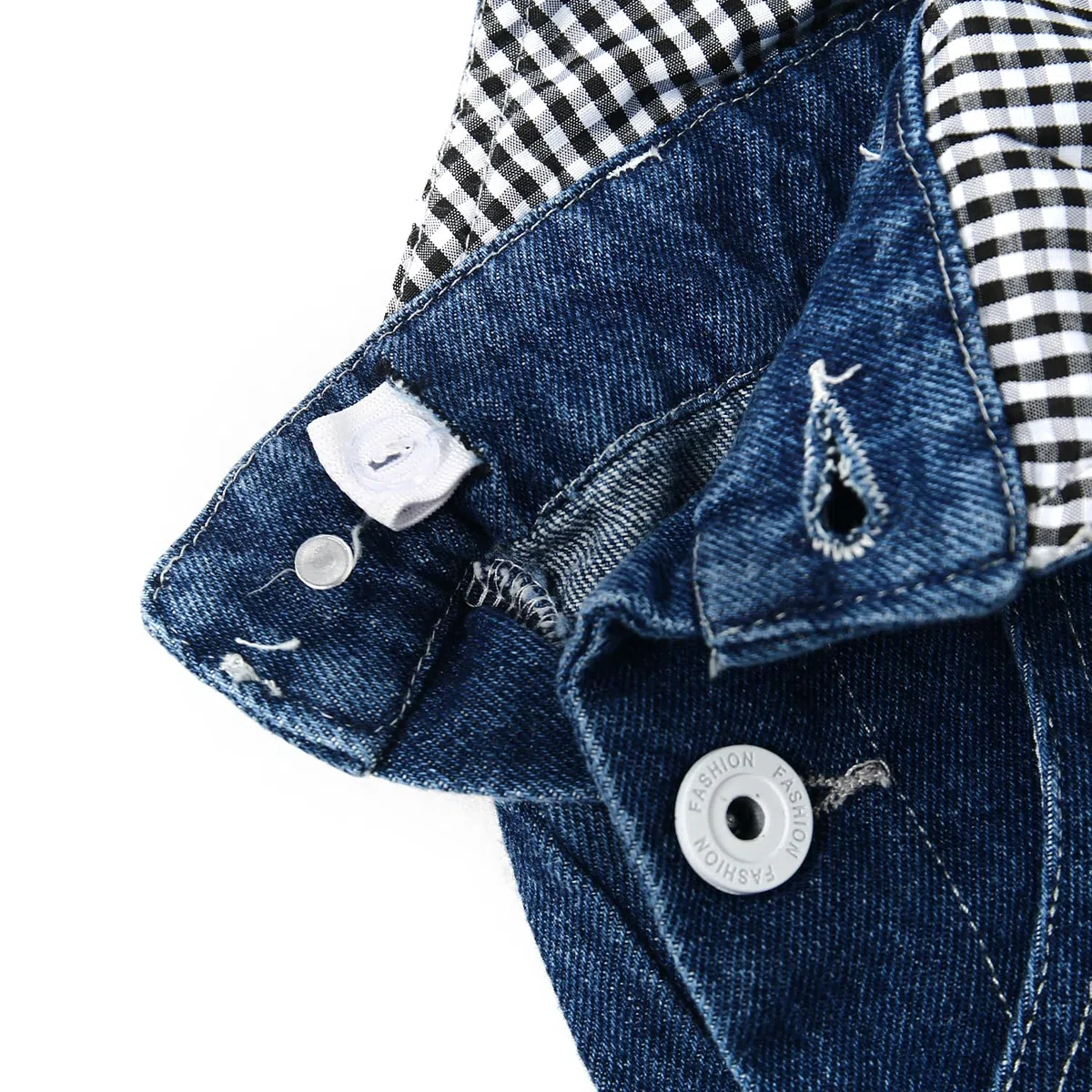 KIDSCOOL SPACE Kid Boy Girl Tasca con bavaglino piccola Cinghie regolabili Salopette di jeans, maglione strappato carino in denim