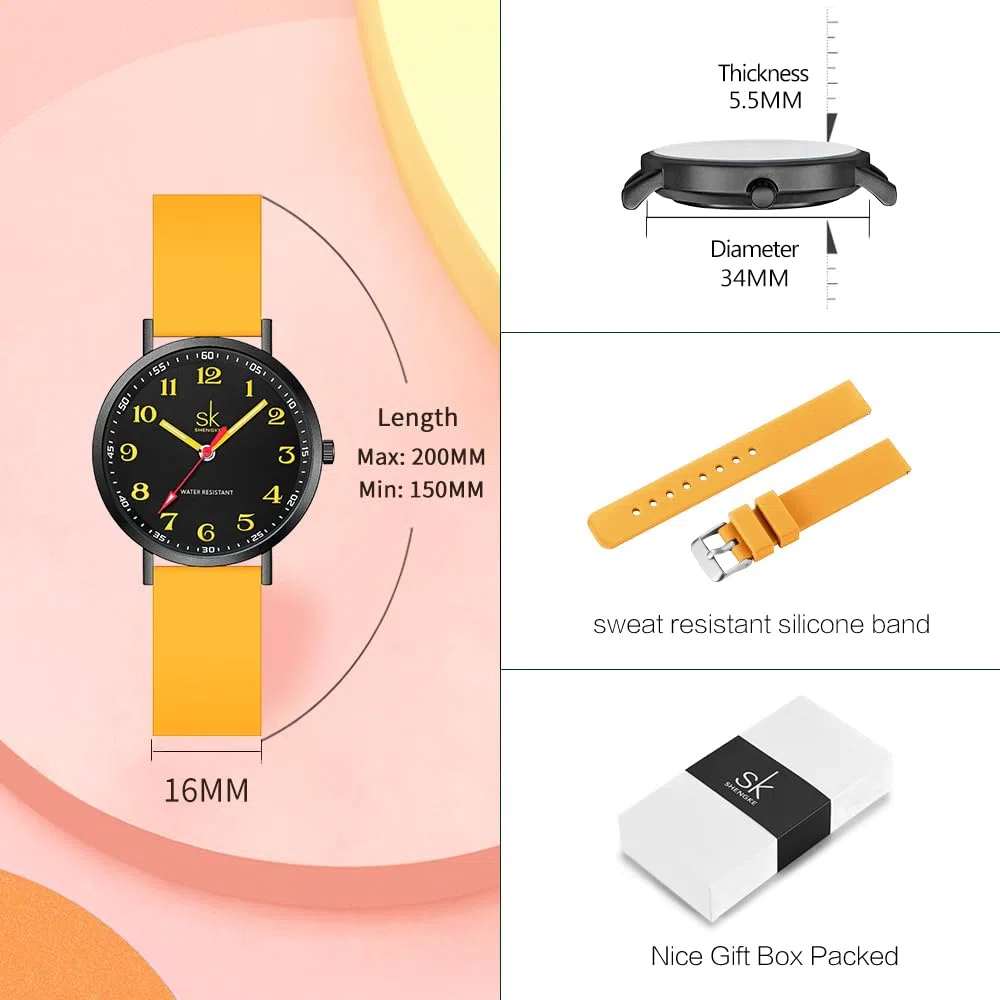 SHENGKE SK Scrub ultra sottile alla moda Orologio da donna per professionisti medici, infermieri, medici, studenti Orologio con quadrante di facile lettura, cinturino in silicone colorato