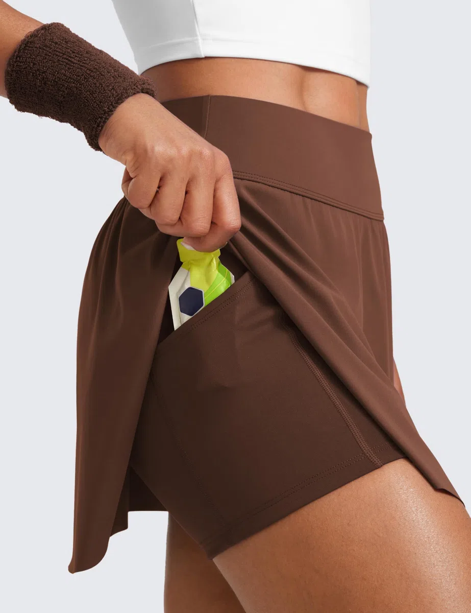 CRZ YOGA Gonne da Tennis per Donna Gonna-Pantalone a Vita Alta con Spacchi Laterali e Tasche