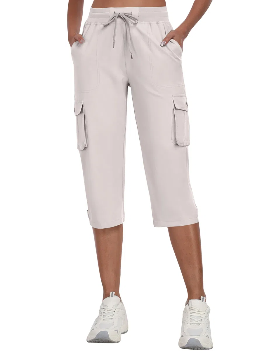 MoFiz Pantaloni Cargo Capri da Donna Estivi Pantaloni a 3/4 Trekking Sportivo Pantalone Leggero con Tasche