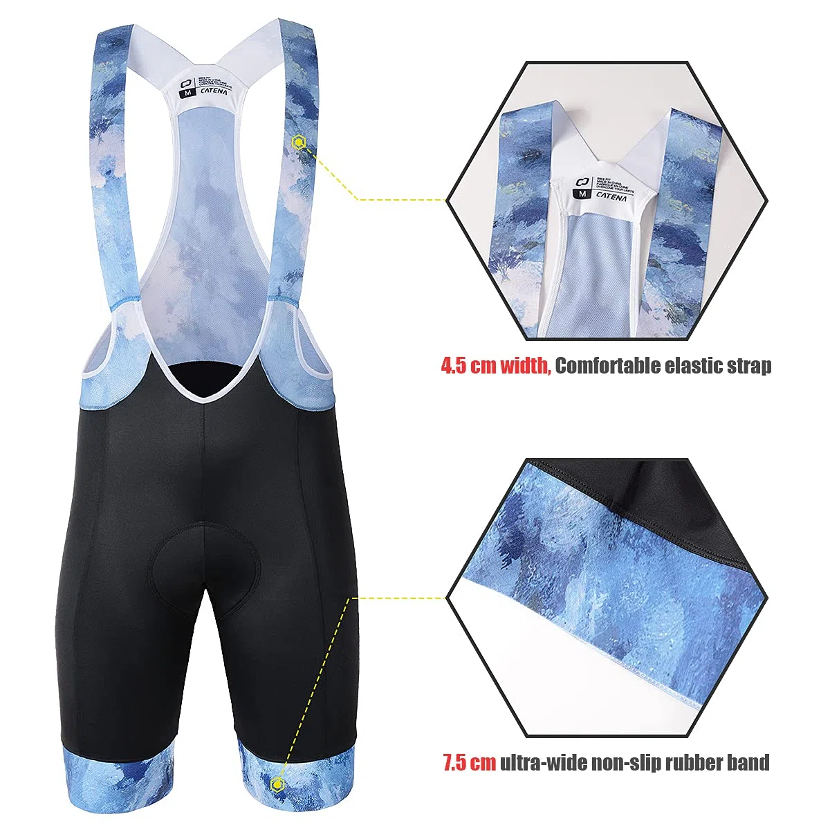 CATENA Salopette da ciclismo da uomo 4D in gel imbottito da ciclismo da uomo
