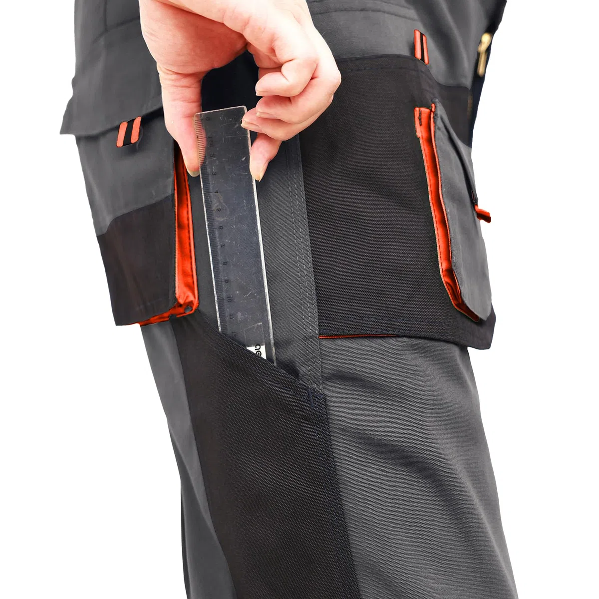 WORK IDEA - Pantaloni da lavoro da uomo, in tela resistente, con tasche per ginocchiere in tessuto Oxford