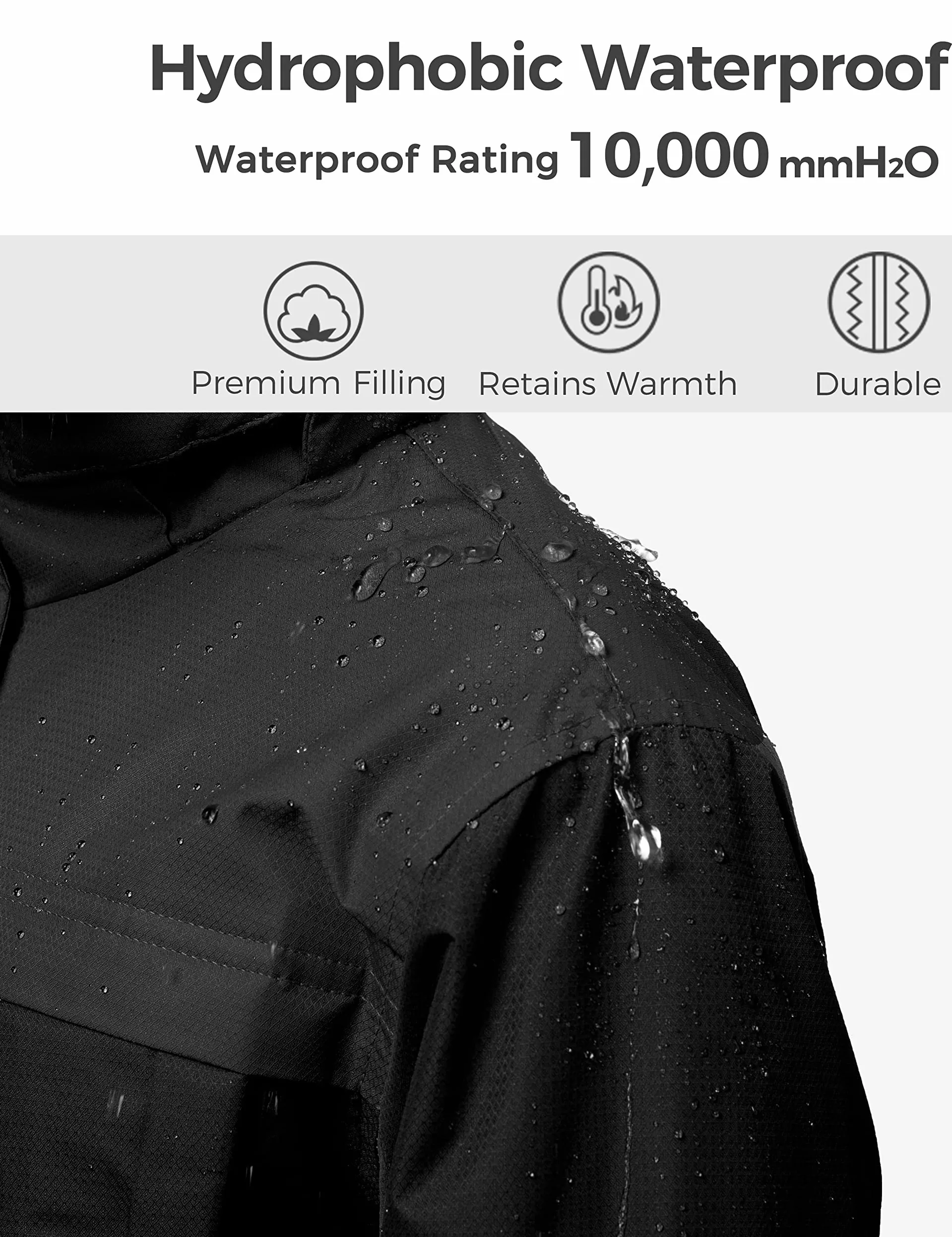Wantdo Giacca da Sci Impermeabile Invernale Cappotto da Cappuccio Antivento Caldo Parka da Neve in Pile Morbido Bambino