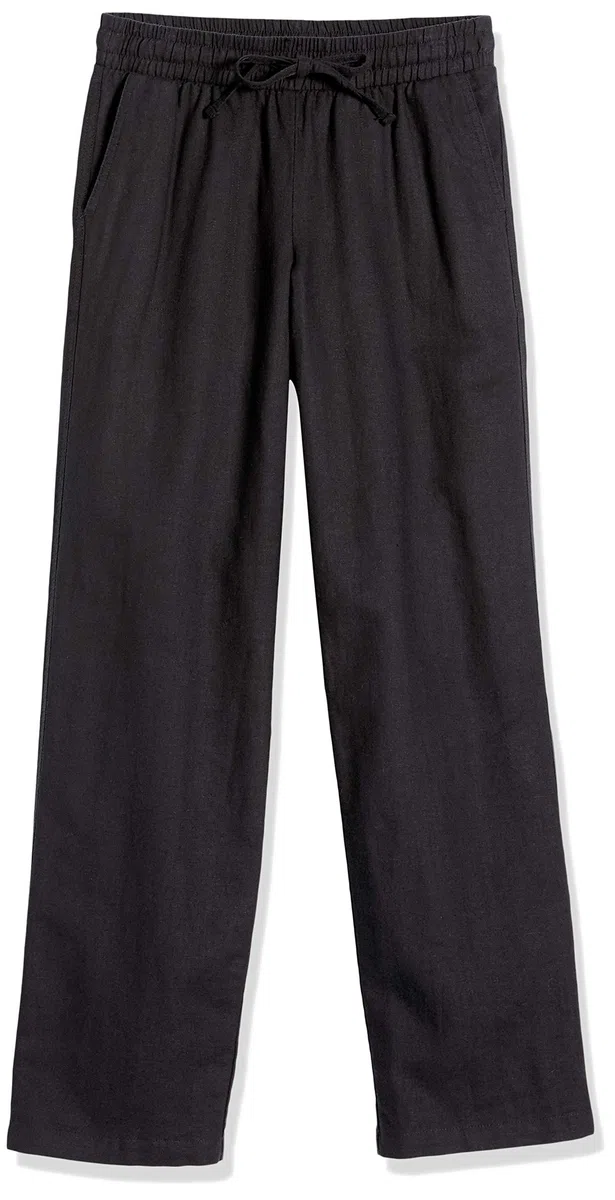 Amazon Essentials Pantaloni a Gamba Larga con Coulisse in Misto Lino dalla Vestibilità Comoda (Disponibili in Taglie Forti) Donna