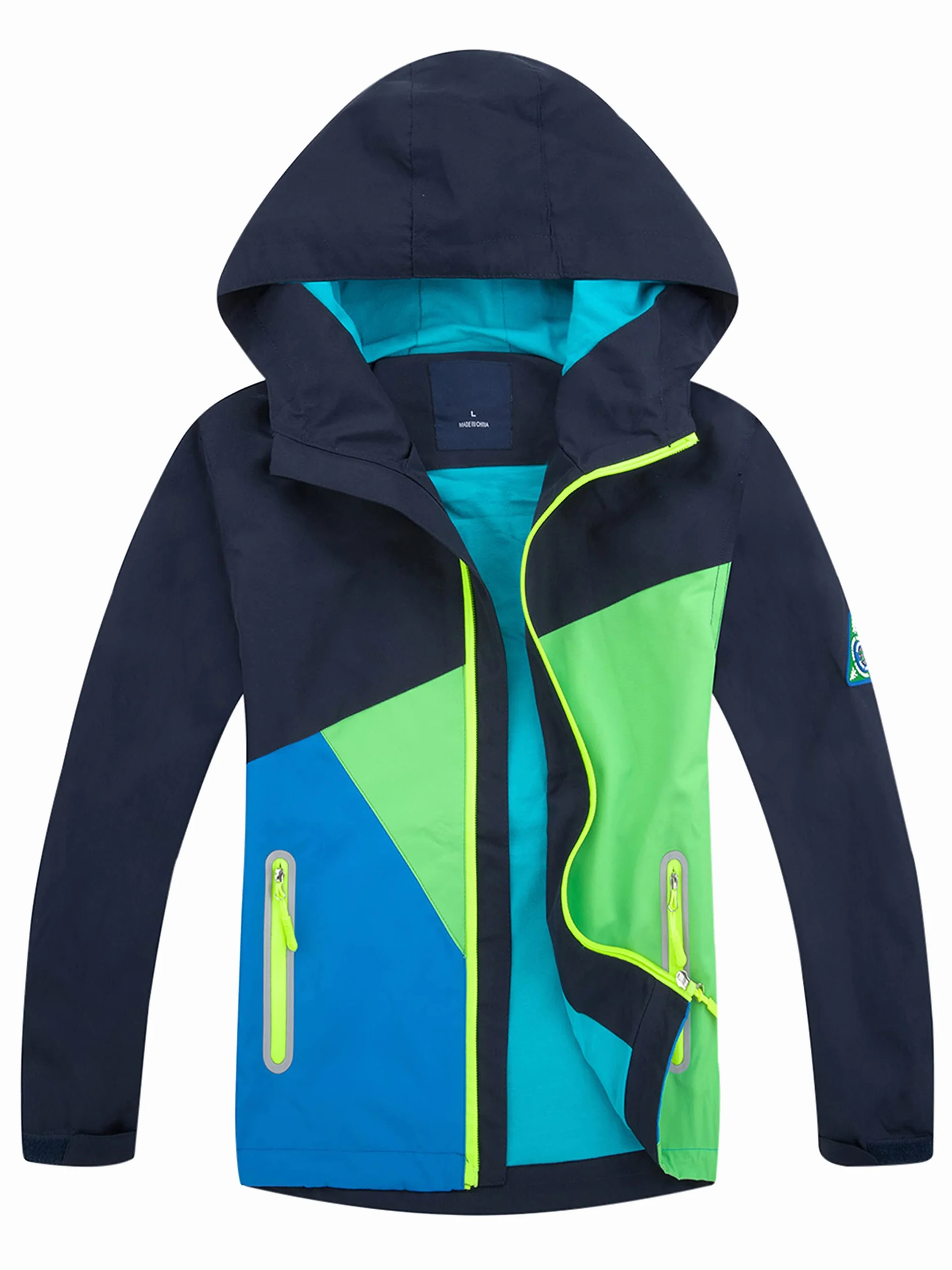 YoungSoul Giacca a Vento Impermeabile Color Block Bambino con Cappuccio