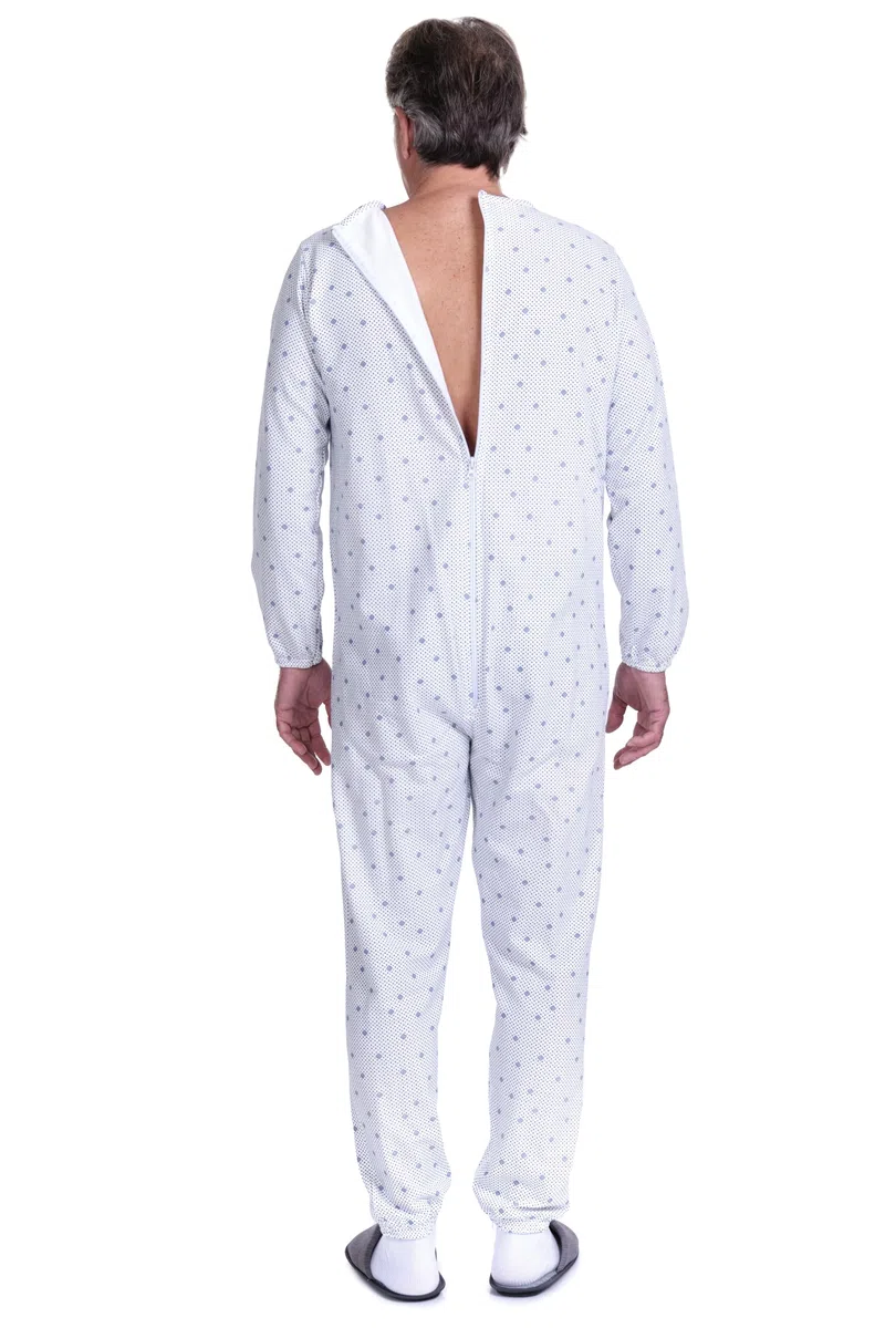 FERRUCCI COMFORT Pigiama Tutone Sanitario in Cotone Fresco per Anziani, Manica Lunga, Chiusura Dorso e Interno Gamba, Incontinenza, Alzheimer, Made in Italy