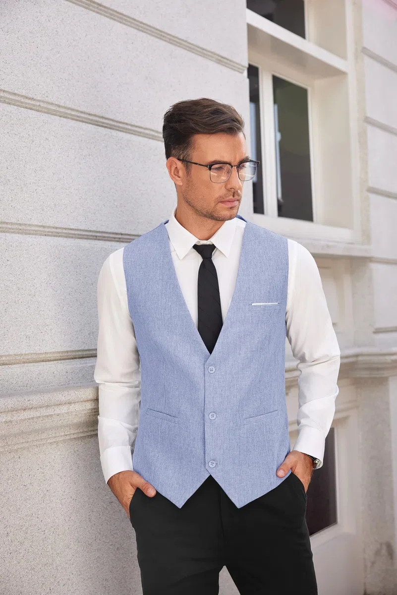 COOFANDY - Gilet da uomo di vestibilità aderente, formale, per abito o smoking