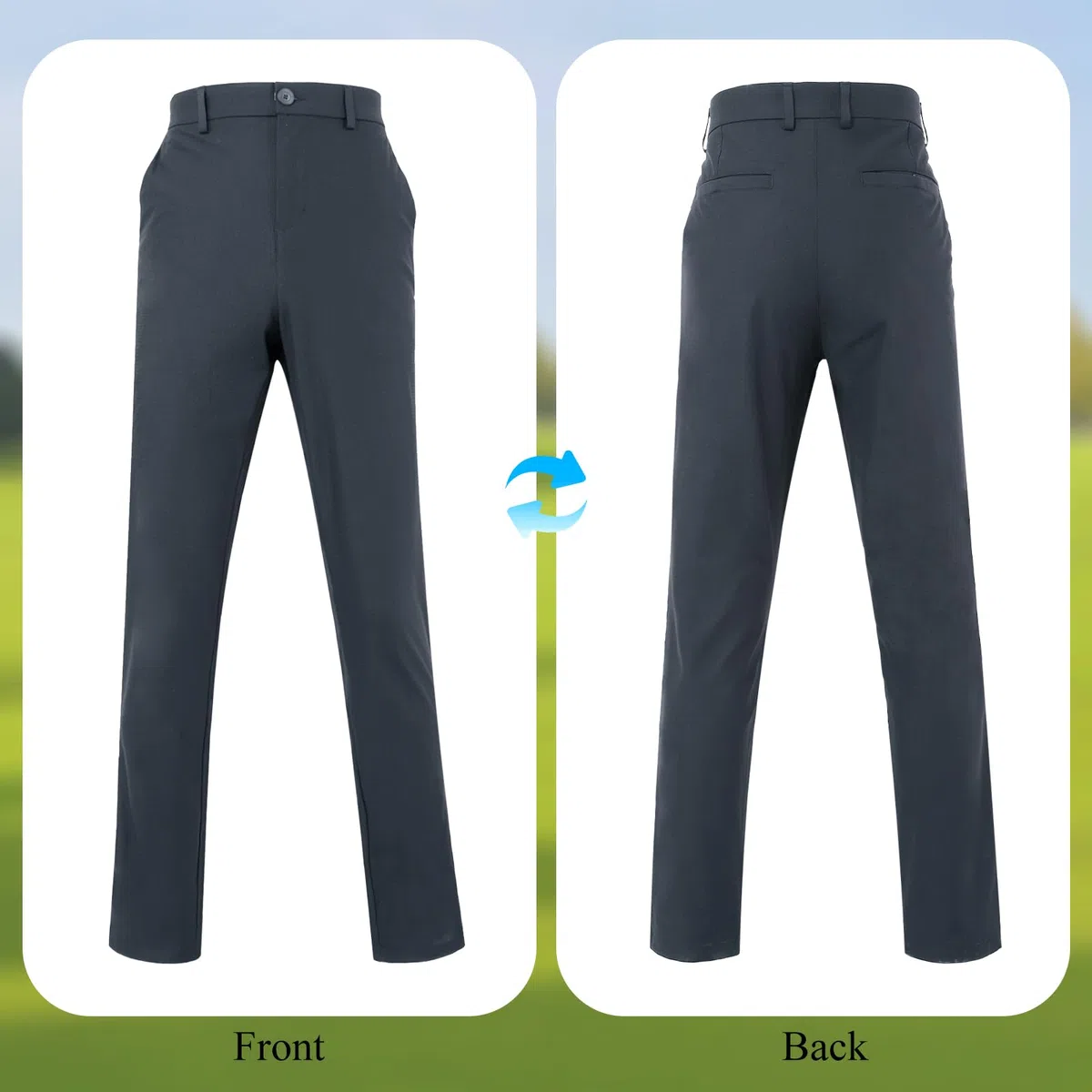Pantaloni da golf da uomo, elasticizzati, traspiranti e ad asciugatura rapida, con impugnatura in silicone e tasche per un comfort ottimale sul campo da golf