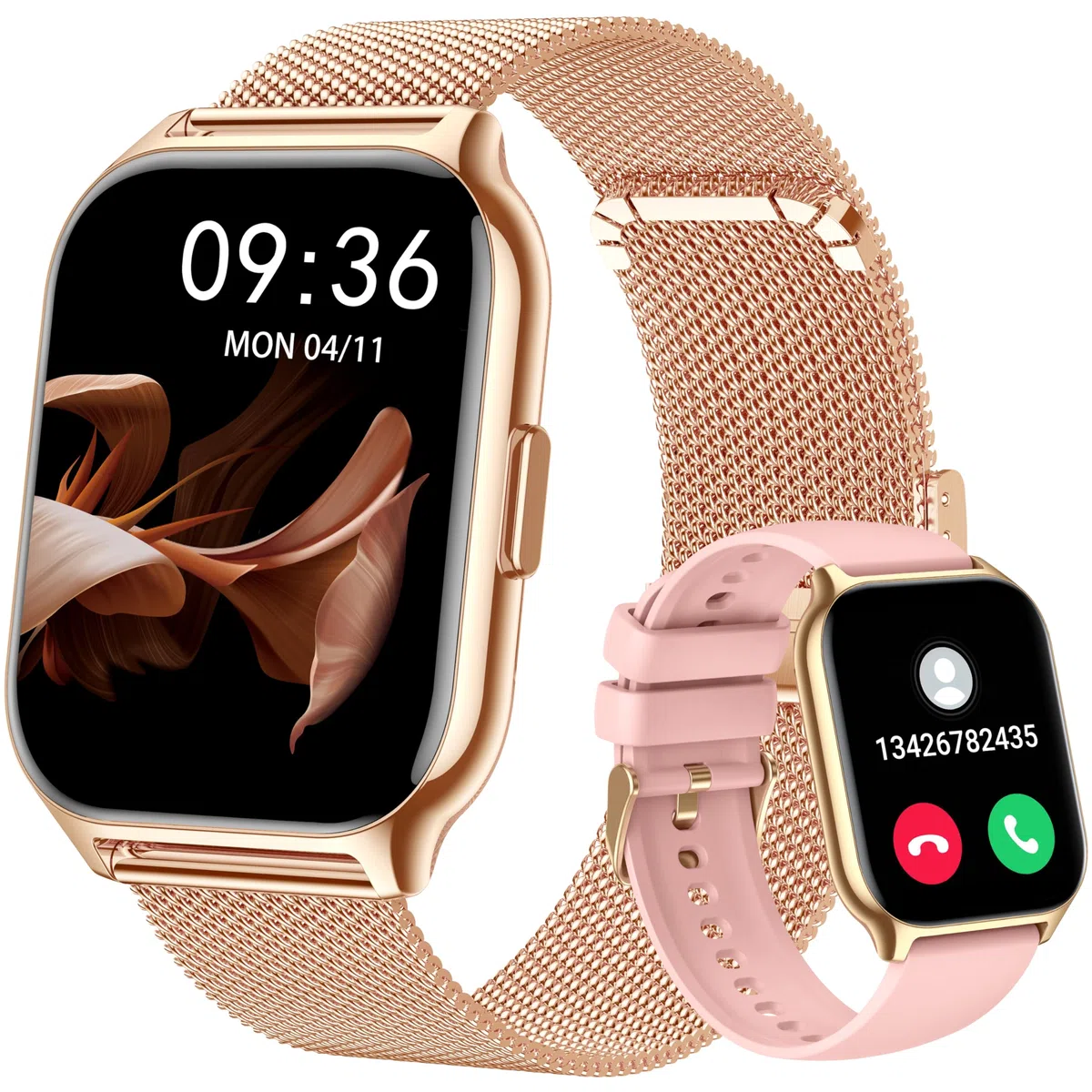 Smartwatch Uomo Donna,2.01" Fitness Orologio Effettua/Rispondi alle Chiamate,Monitoraggio SpO2/Sonno/Frequenza Cardiaca 100+ modalità Sportive Pedometro