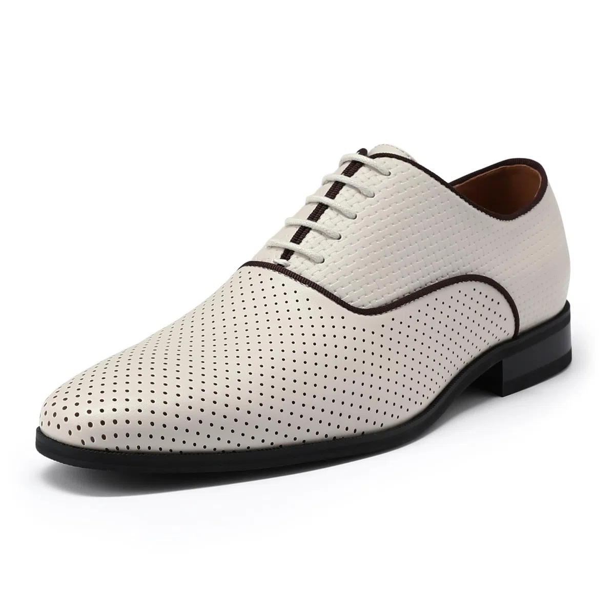 YFFUSHI Scarpe Stringate per Uomo Oxford Perforate e Traspiranti in PU Tessuto Formali e Casual per Lavoro