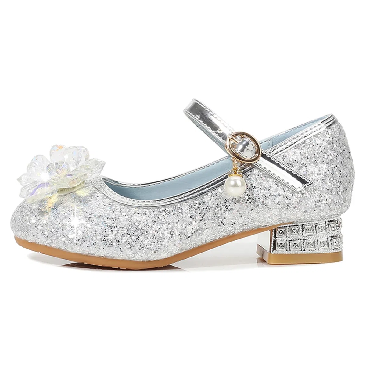 Scarpe da Principessa per Ragazze Scarpe col Tacco Bambine Punta Chiusa Ballerine Principessa Sera Matrimonio Festa Cocktail Mary Jane
