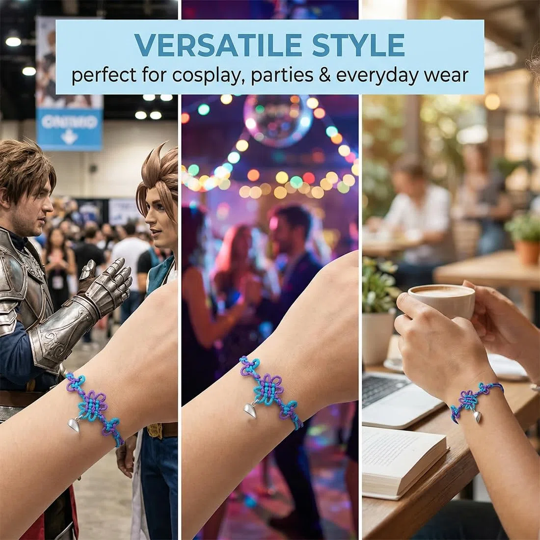 2 Pezzi Braccialetti KPOP Cosplay Hunter – Bracciale dell'Amicizia Intrecciato Regolabile in Stile Hunter, Ideale per Anime, Feste e Halloween