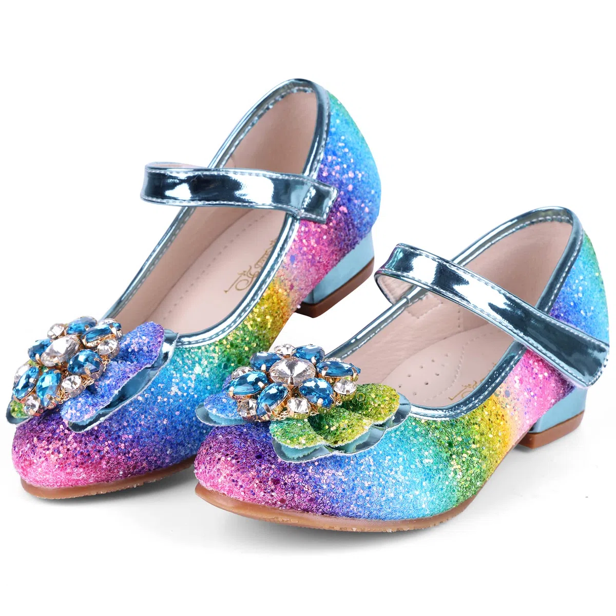 Scarpe Principessa Bambina Scarpe Paillettes Tacco Bambini Sandali Partito da Ragazze