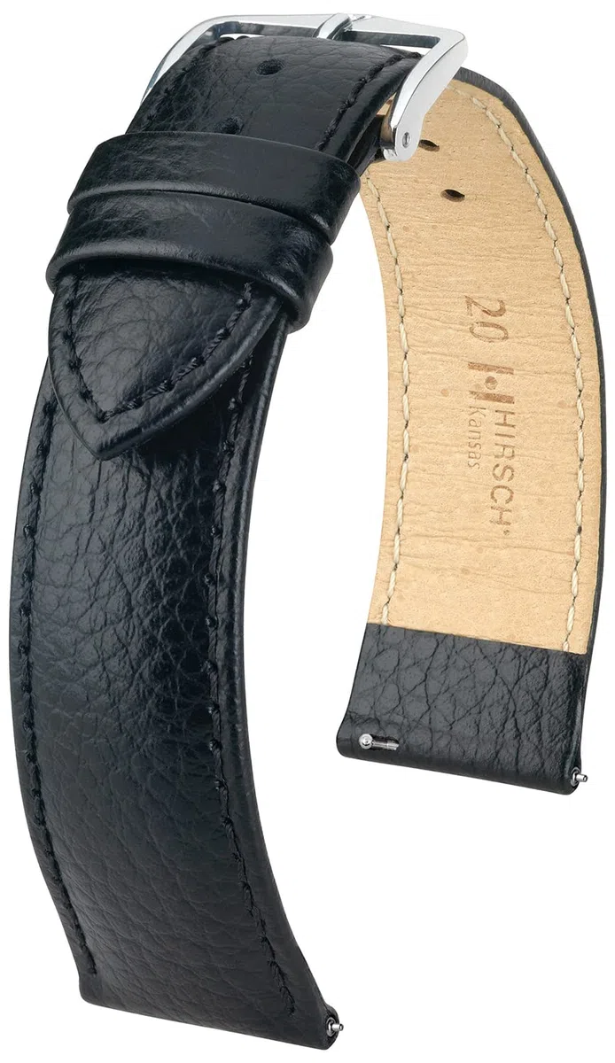 HIRSCH Watch Strap Kansas - vera pelle di vitello - goffratura a bufalo - per uomini e donne