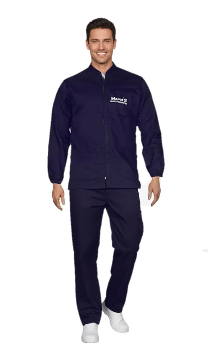 Mama's Divisa Sanitaria Donna/Uomo personalizzata manica lunga con cerniera e taschio ricamato incluso - No Stiro