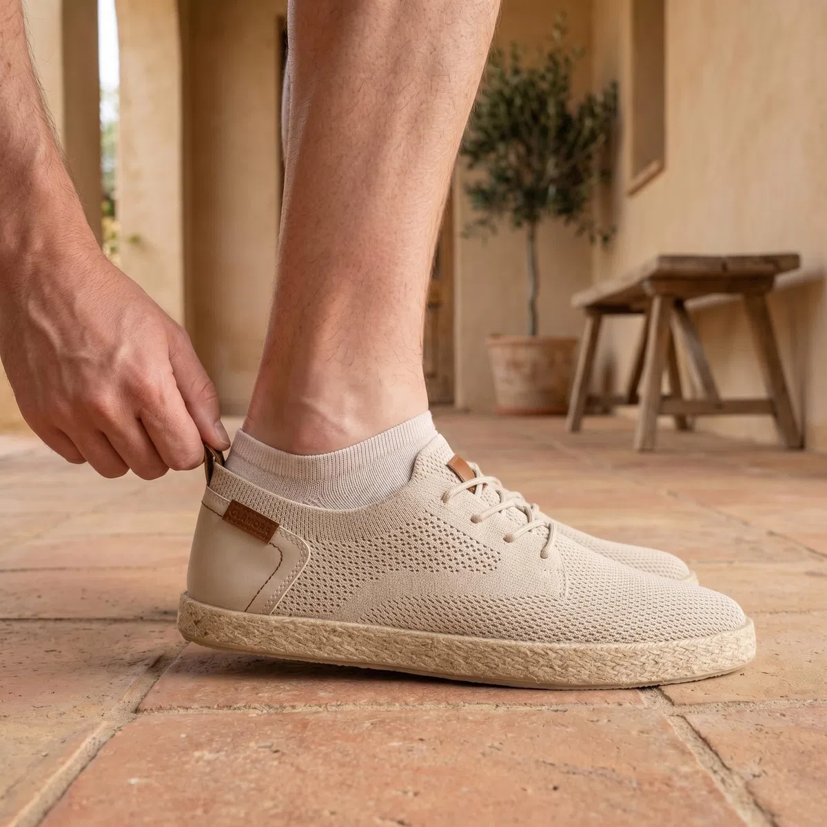 GLAMORA Espadrillas da uomo, scarpe piatte traspiranti, in tessuto con lacci, leggere, flessibili, suola in gomma antiscivolo, mocassino urbano comfort