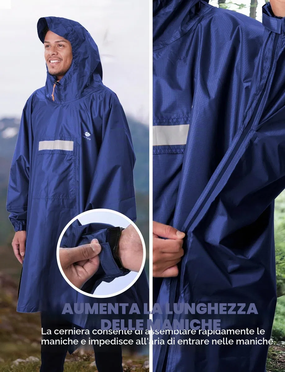 ANYOO Impermeabile Poncho Pioggia Riutilizzabile Multiuso Impermeabile con Cappuccio Packable Telo Riparo a Terra Foglio Ideale per Campeggio all'aperto Pesca Sopravvivenza,Taglia Unica