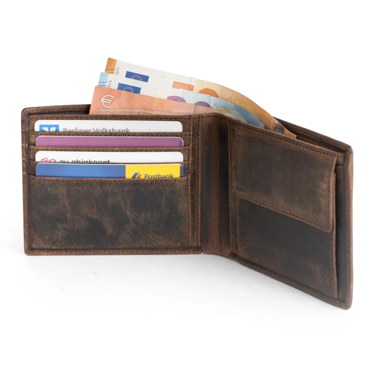 Berliner Bags Portafoglio Uomo in Vera Pelle con Protezione RFID, 4 Carte, 2 Scomparti Banconote, Portamonete, Tasca Documenti, Gettone Carrello, Scatola Regalo – Marrone