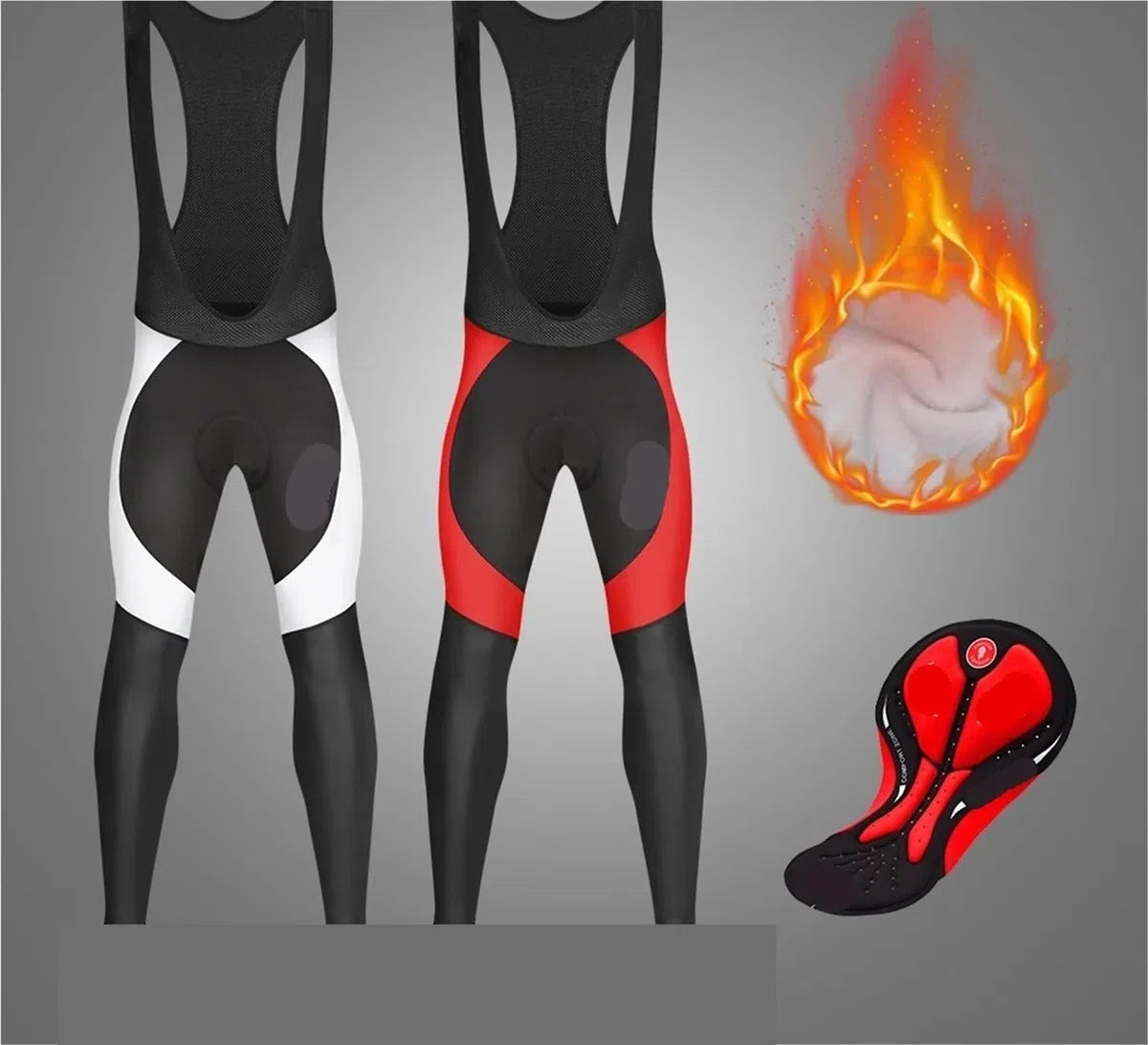 Pantaloni Con Bretelle Da Ciclismo In Pile Termico Invernale Calzamaglia Cerniera For Bike Lunghi Bici Per Uomo