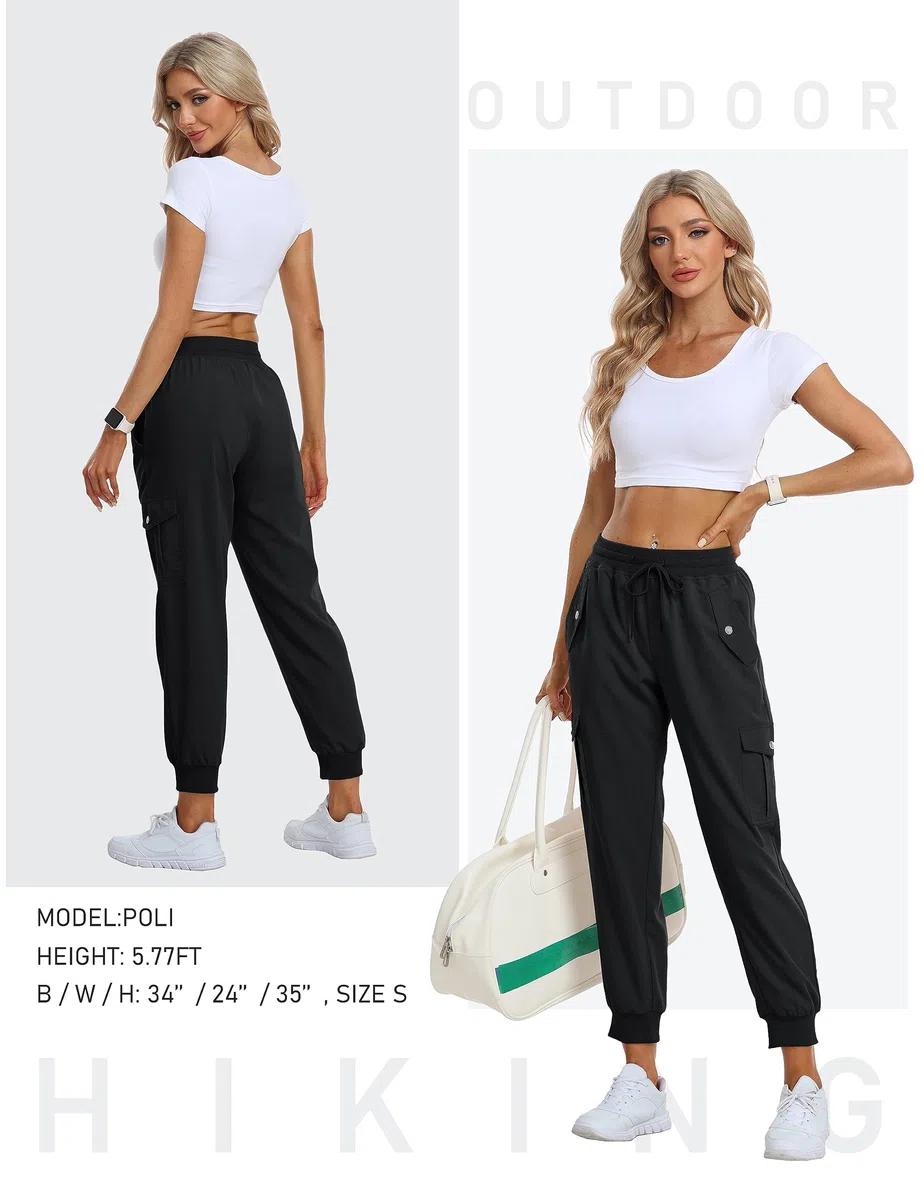 JINSHI Pantaloni Cargo Donna Leggeri Jogging Pantaloni Traspiranti Sport Casual Escursionismo Campeggio Trekking Pantaloni con Muti-Tasche