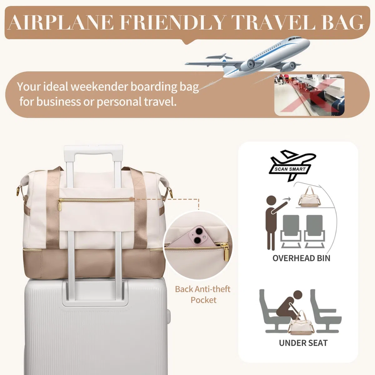 VNINE Borsone da Viaggio Donna,Bagaglio a Mano Borsa da Viaggio con Scomparto per le Scarpe, Grande Borsa Parto Ospedale Mamma Nascita, Impermeabile Borsa Piscina Sportiva, Travel Weekender Gym Bag