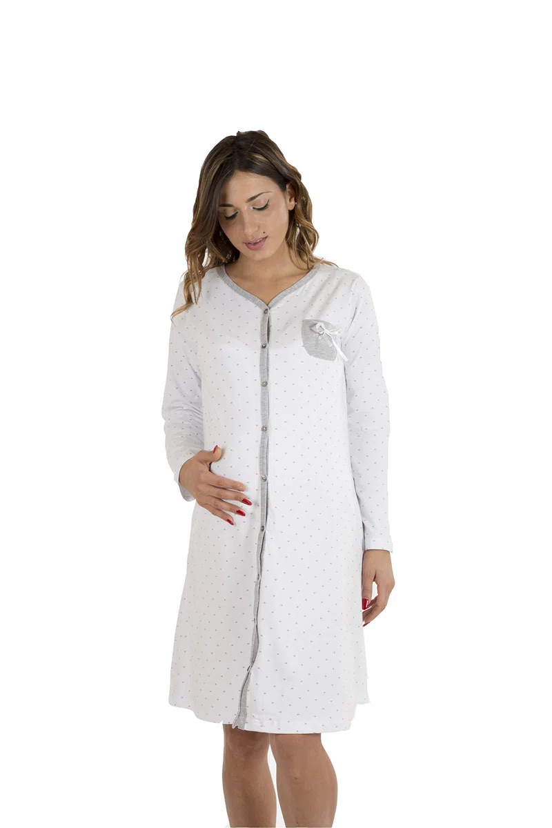 Premamy - Camicia Clinica per Premaman, Modello Aperto Davanti, Cotone bielastico, Pre-Post Parto