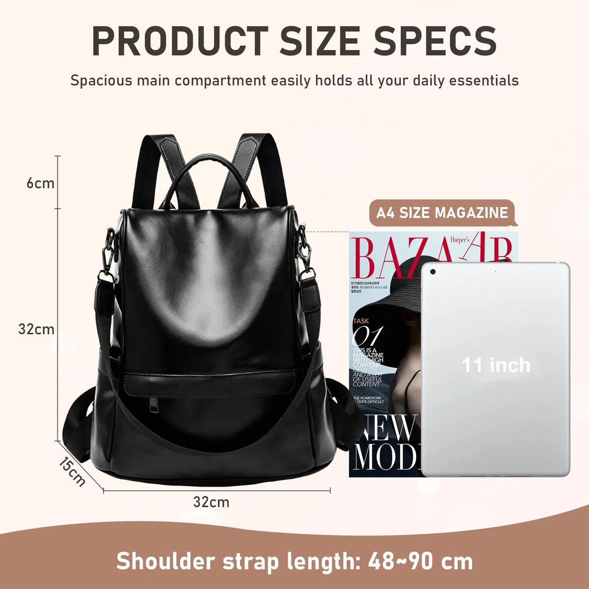 shepretty Zaini, zaino da viaggio da donna, antifurto, borsa a tracolla