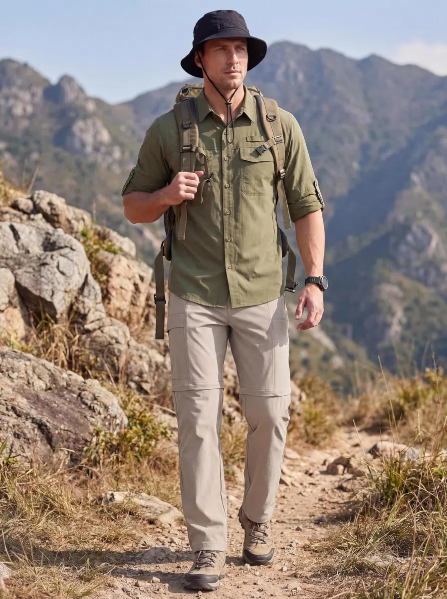 GymBrave Pantaloni da Trekking Uomo Zip-off, Leggeri e Traspiranti, Pantaloni Outdoor Cargo con Tasche Multiple, Estate, Escursionismo, Campeggio e Lavoro
