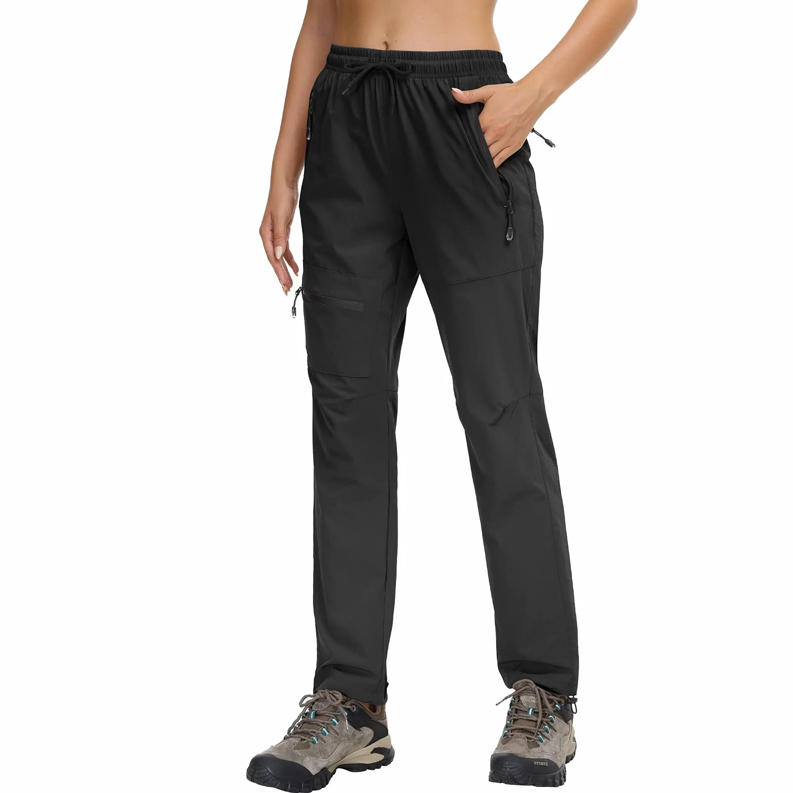 Butrends Pantaloni da Escursionismo da Donna Pantaloni da Trekking Impermeabili da Campeggio ad Asciugatura Rapida Protezione UV con Tasche con Cerniera
