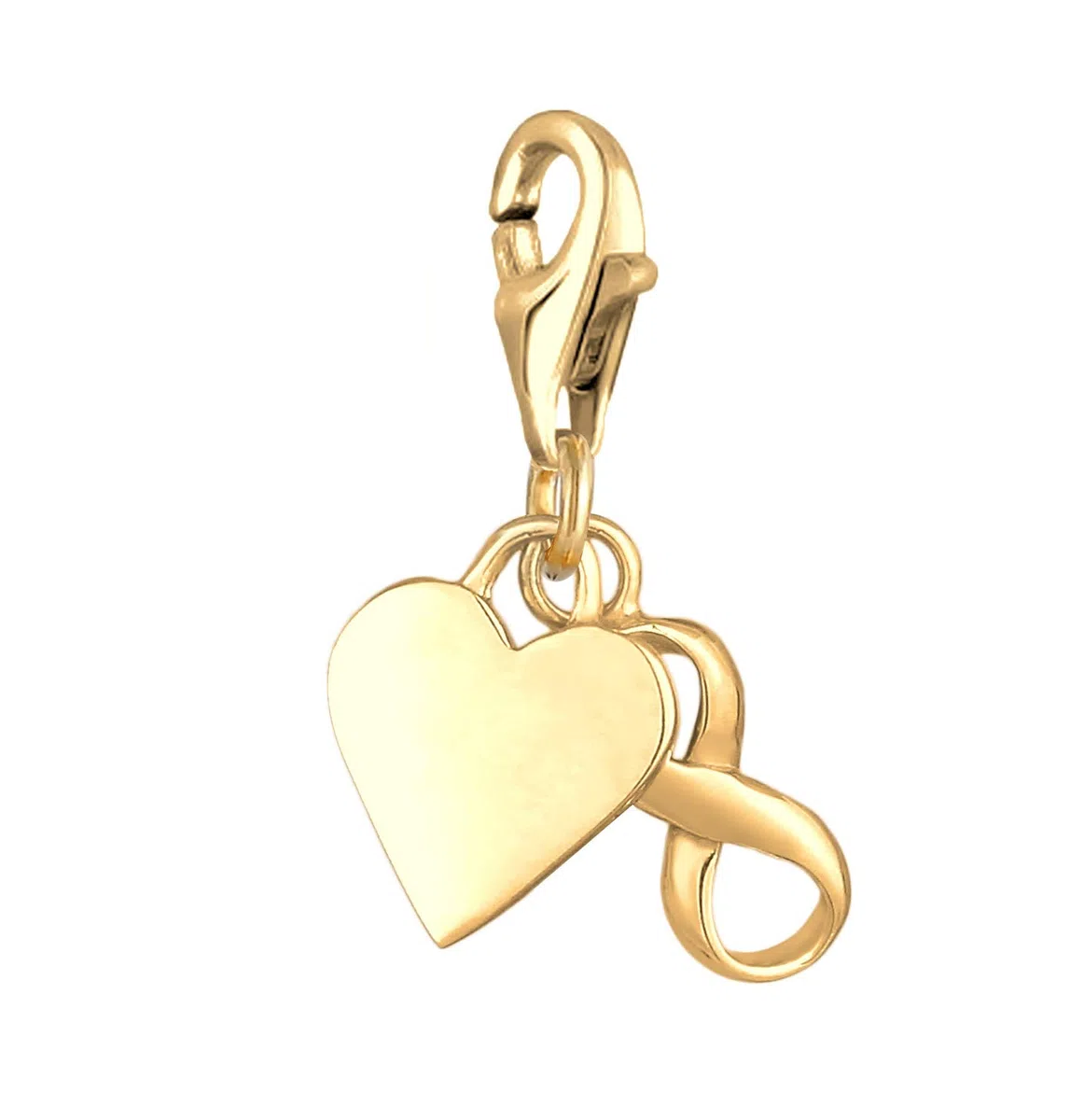 Ciondolo a forma di cuore e simbolo dell'infinito, in argento Sterling 925 placcato oro, per donne e ragazze, adatto a tutti i braccialetti
