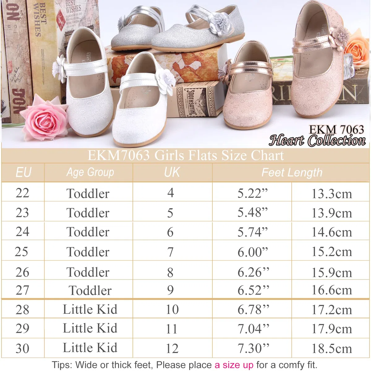 EIGHT KM Scarpe da Bambina Piccola Mary Jane Principessa da Sposa Ballerine EKM7063
