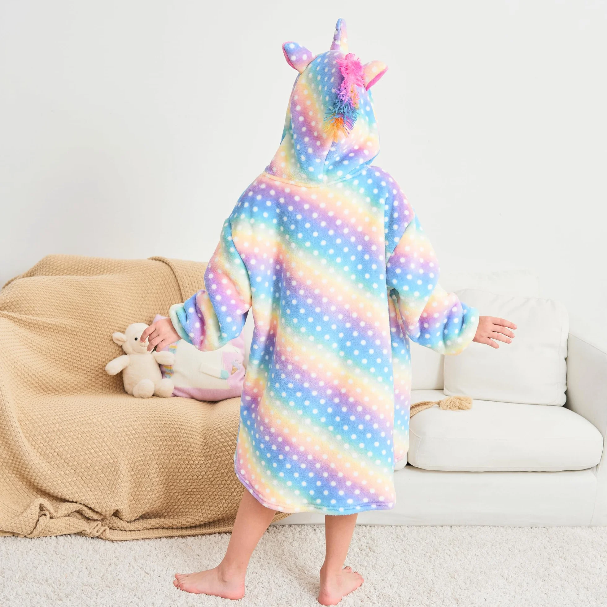 Felpa con Cappuccio Unicorno per Ragazze, Unicorno Felpa con Cappuccio Oversize per Bambini