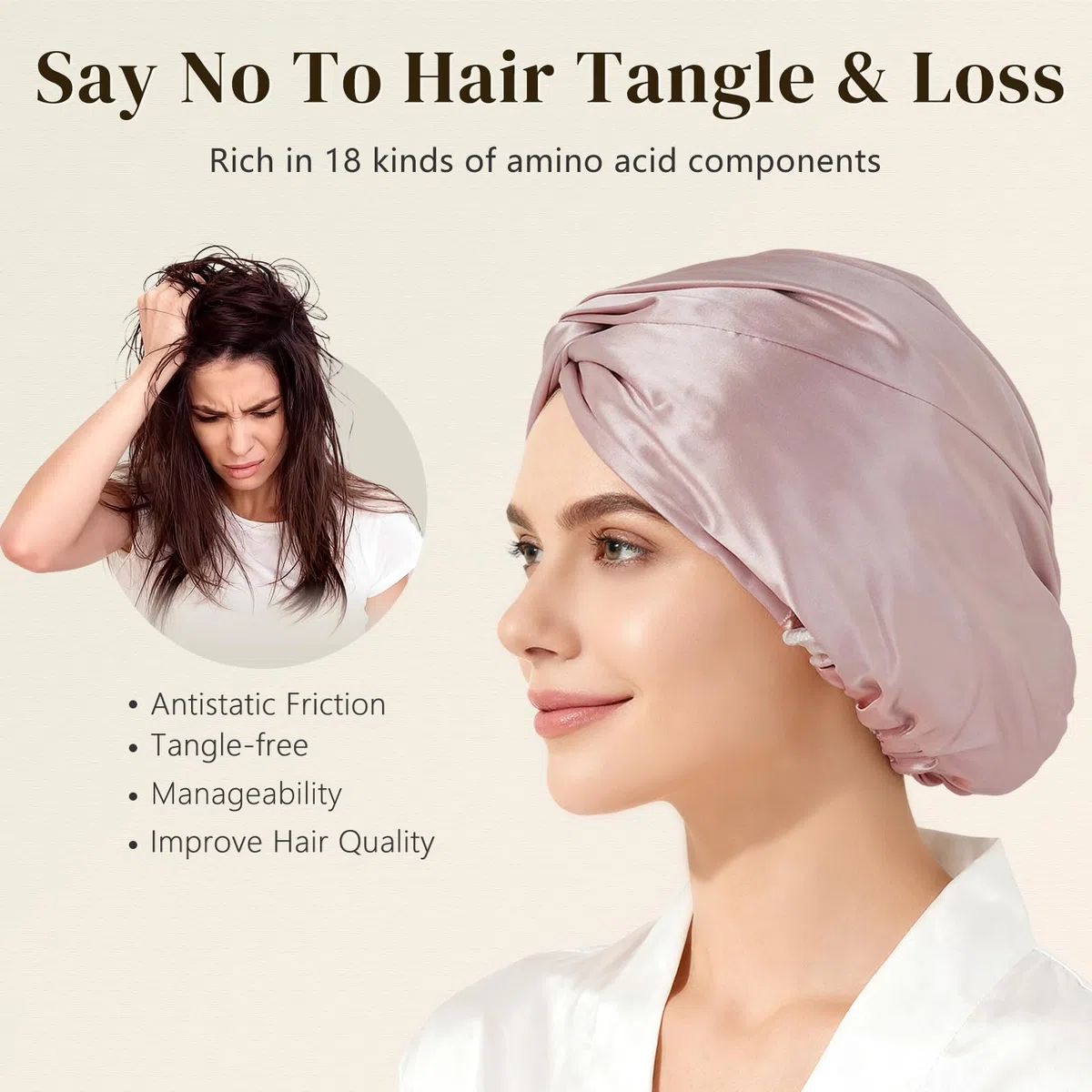 ZIMASILK cuffia seta capelli notte 100% 22 Momme Tie shower cap