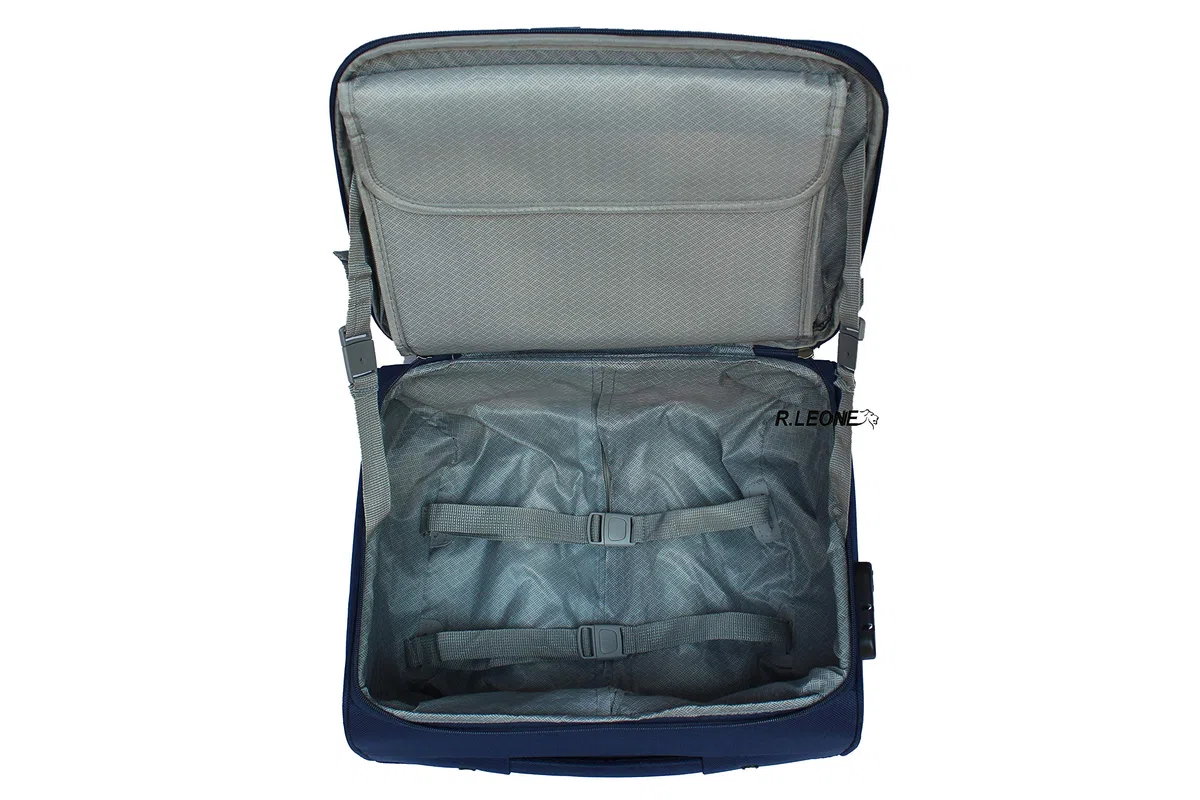 R.Leone Valigia bagaglio a mano 2 Ruote rinforzate Pilota Poliestere Stoffa adatto easyjet 45X36X20 (Nero)