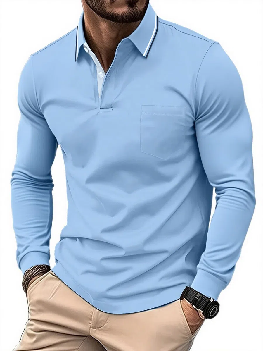 JACKETOWN Polo da Uomo Maniche Lunghe Polo da Golf Traspirante Sportivo Camicia da Uomo Polo Shirt Lavoro Casual Basic Regular Fit Autunno Inverno M-3XL