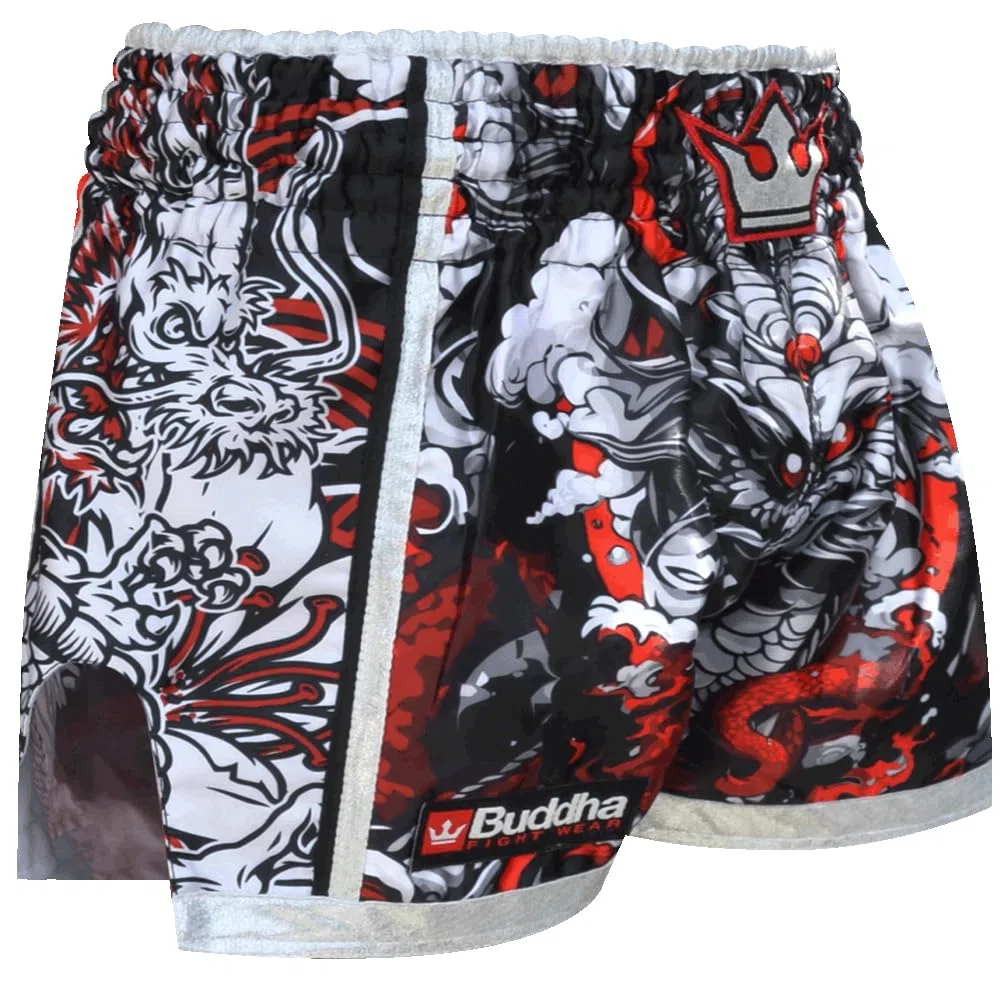 Buddha Fight Wear - Pantaloni Retro Premium Fantasy Snake Appositamente progettato per l'allenamento e la competizione di Kick Boxing, Muay Thai, K1, Boxe