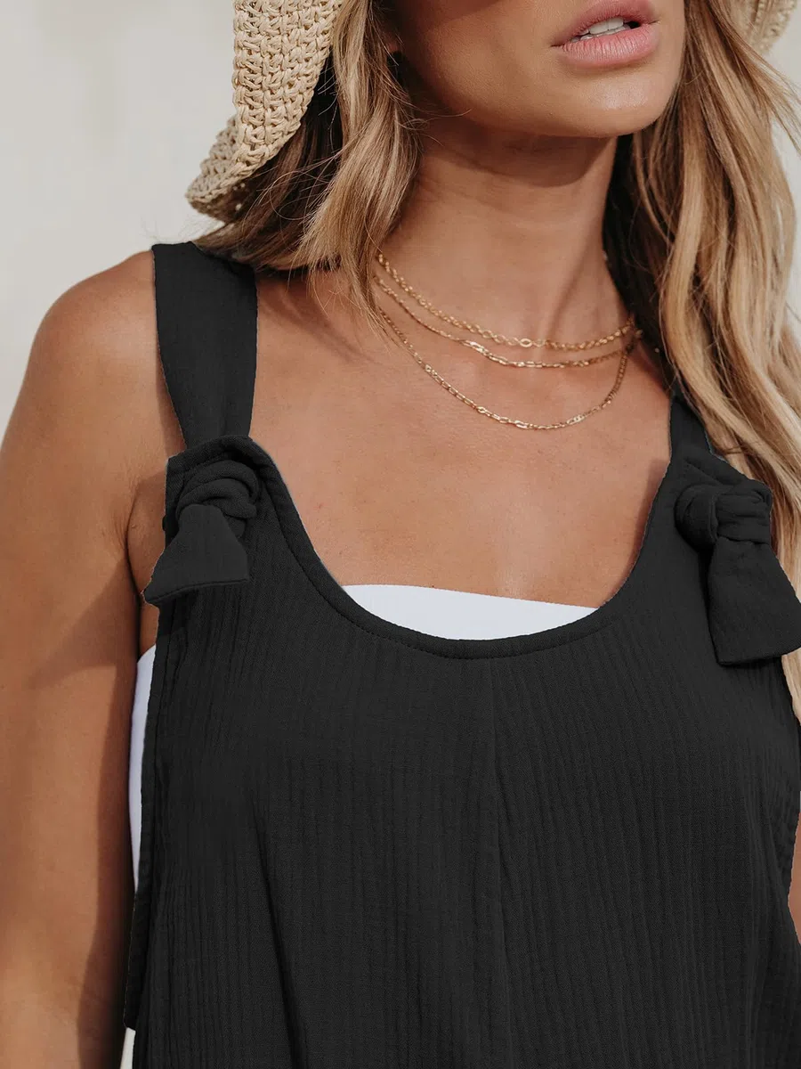 CUPSHE Tuta da donna scollo a U senza maniche pagliaccetto gamba larga tasche anteriore corta tuta estiva spiaggia pantaloni sciolti