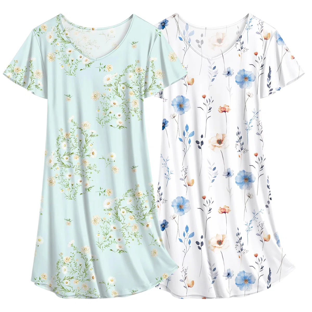 Ekouaer Camicia da Notte da Donna Floreale in Due Pezzi Indumenti da Notte a Maniche Corte Abito da Notte Estivo da 2 S-XXL