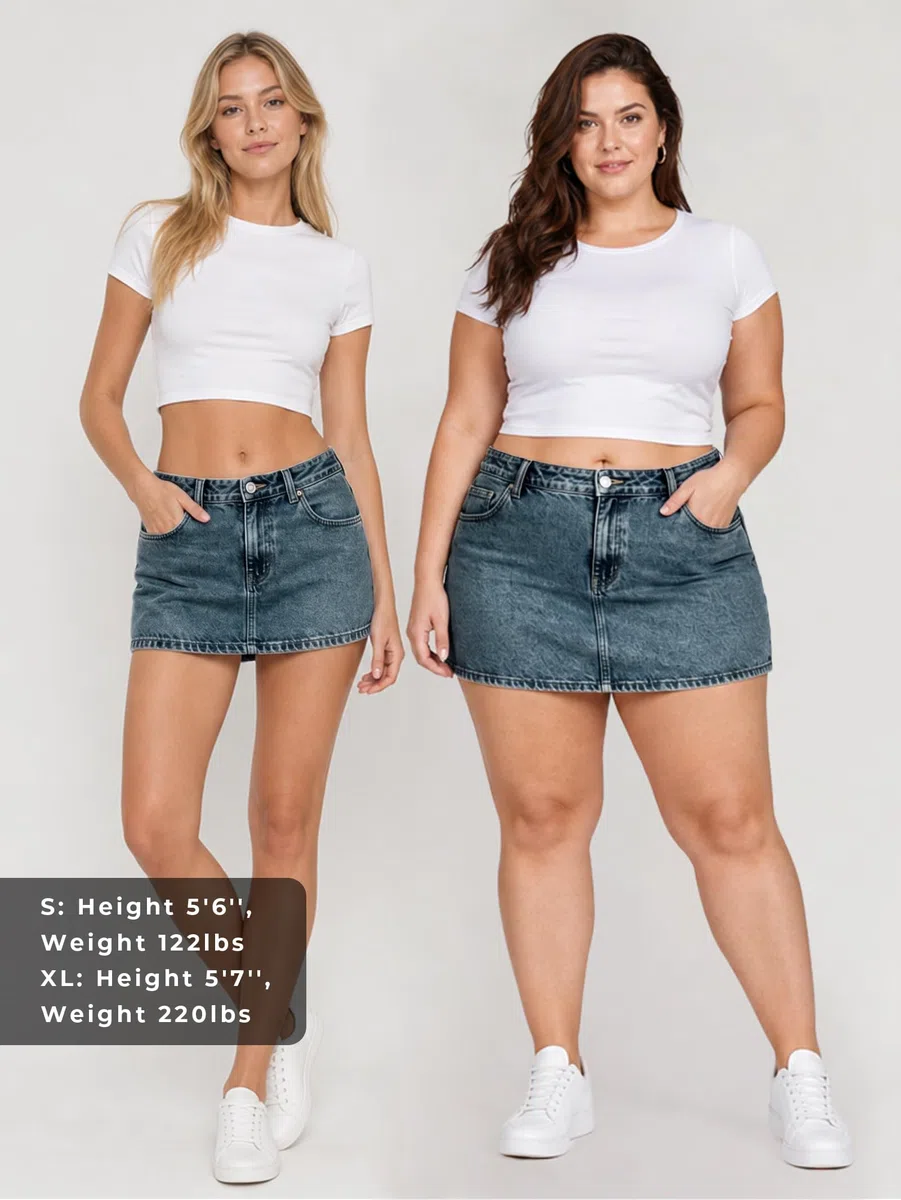 EMMIOL Gonna di Jeans da Donna, Gonna Corta Estiva in Denim a Vita Bassa
