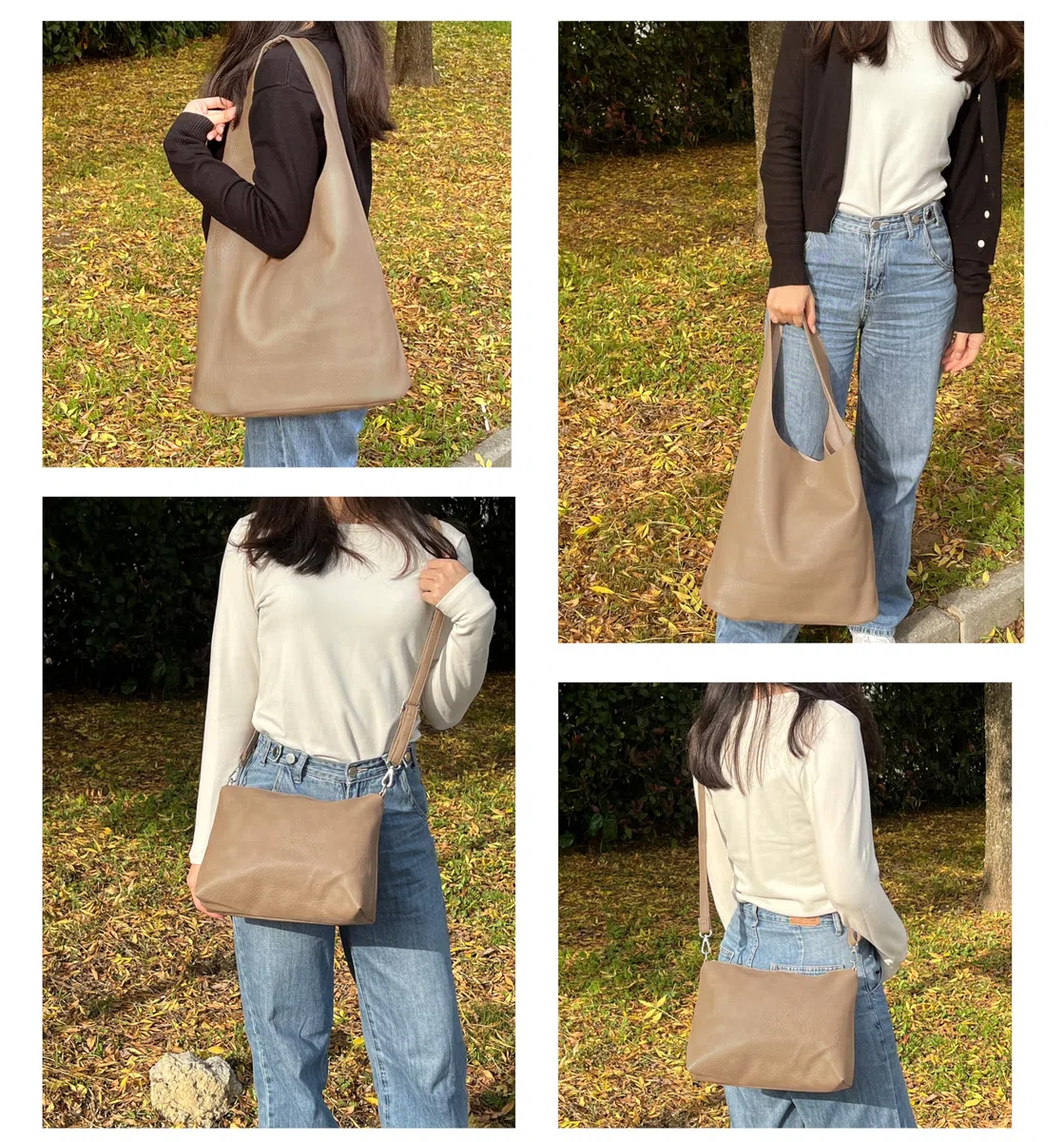ANGELO Borsa a Spalla da Donna in Pelle PU, Borsa a Sacca 2in1 con Pochette e Tracolla Rimovibile, Hobo Tote Elegante Grande Capienza, per Lavoro, Ufficio, Università, Viaggio