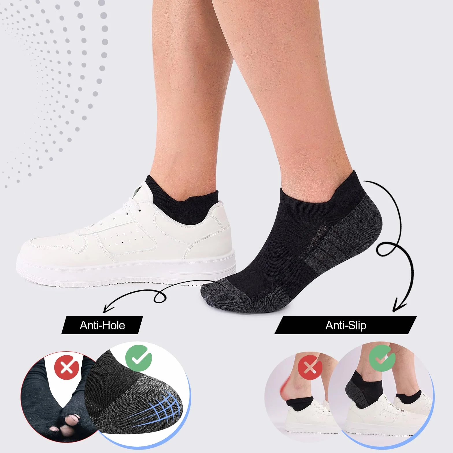 10/20 Paia Calzini Corti Uomo Donna - Calze Corte Traspiranti - Cotone Sportivi Unisex, Nero Bianco Grigio