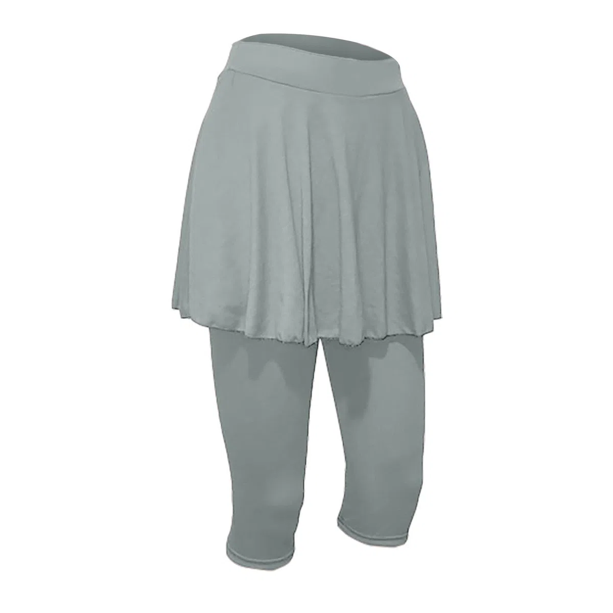 Skort sportivo da donna Skort da corsa a vita alta leggings con gonna gonne da tennis gonna da hockey aderente capris allenamento palestra 3/4 pantaloni da yoga, Grigio, L