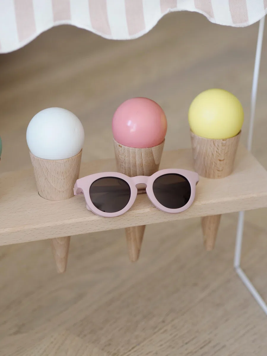 BÉABA, Occhiali Da Sole Per Bambini 2-4 Anni, Protezione 100% UV - CAT 3, Protezione Laterale, Comfort Ottimale, Aste Regolabili A 360°, Adattabili Alla Vista, Collezione Retro, Dusty Rose