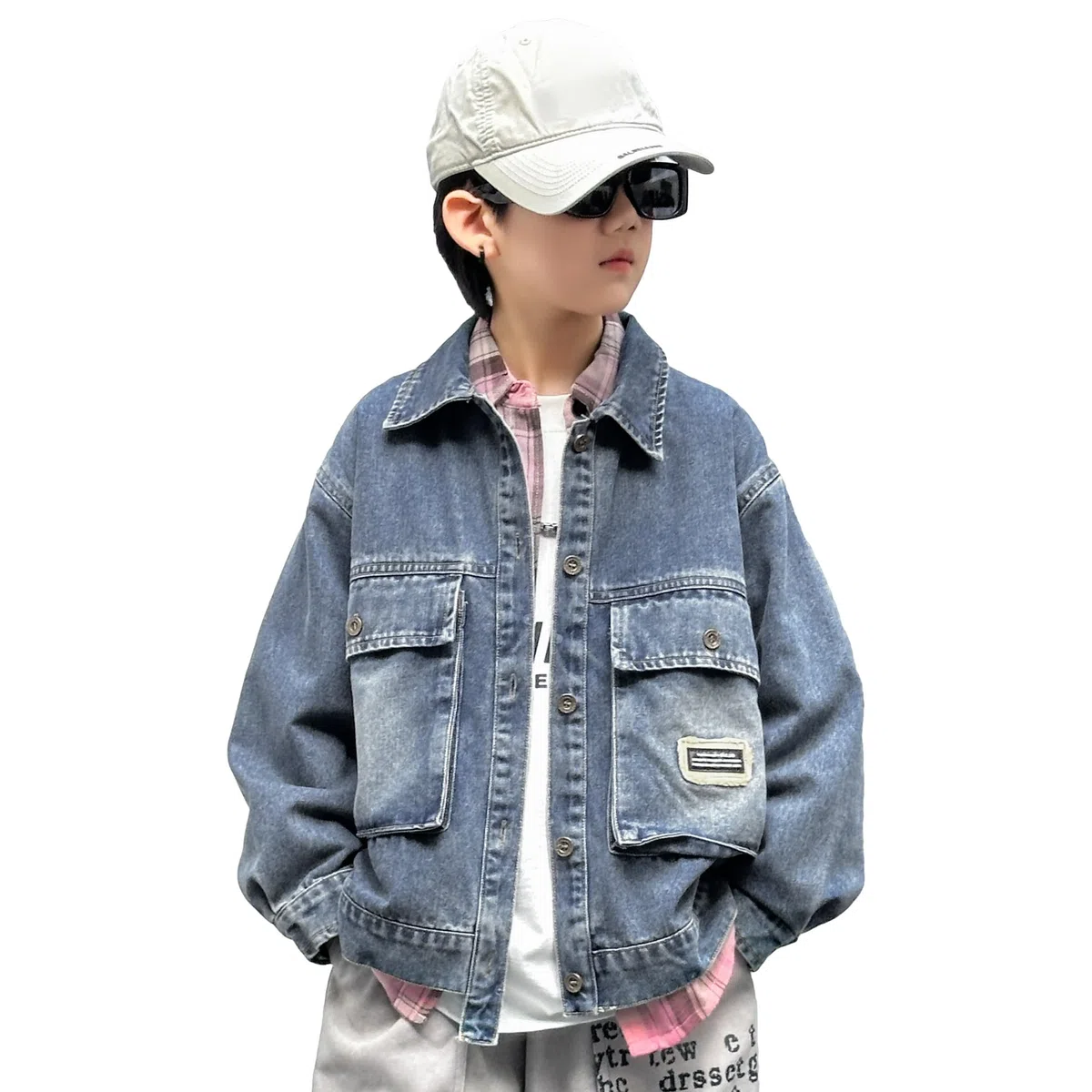 Rolanko Giacca Jean per Ragazzi, Giacca Denim da Camionista Invecchiata Outwear di Jeans con Bottoni per Bambini