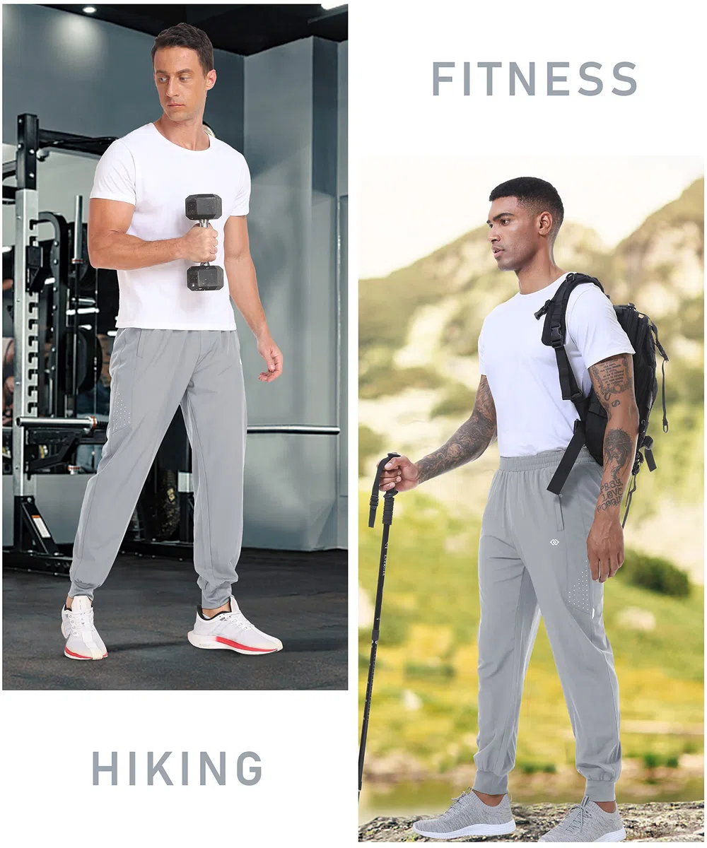 MoFiz Uomo Pantaloni Leggeri Tuta Ginnastica Pantaloni Sportivi Lunghi Jogging ad Asciugatura Rapida con Tasche Zip